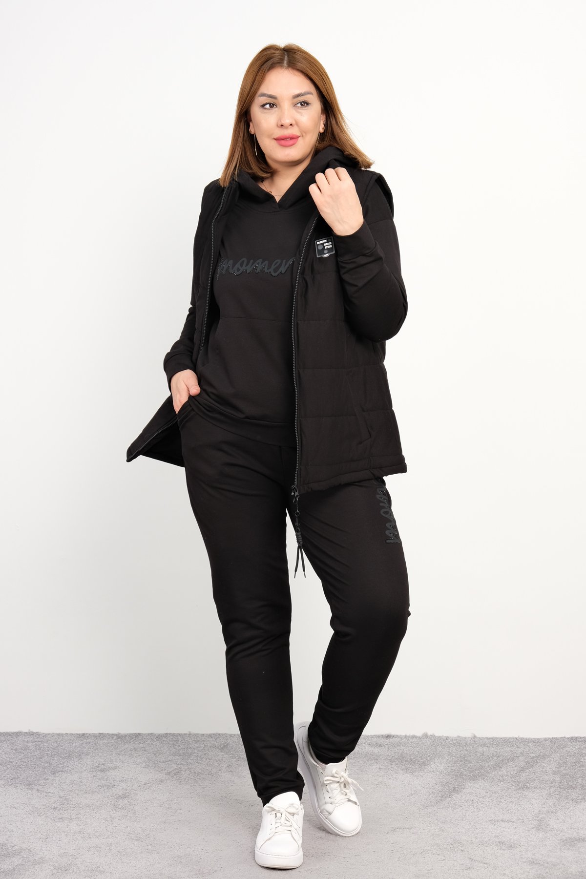 Women's 3 Piece Suits-Black