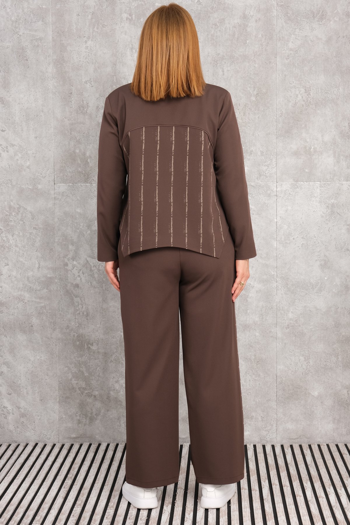 Plus Size Two-Piece Set-Brown