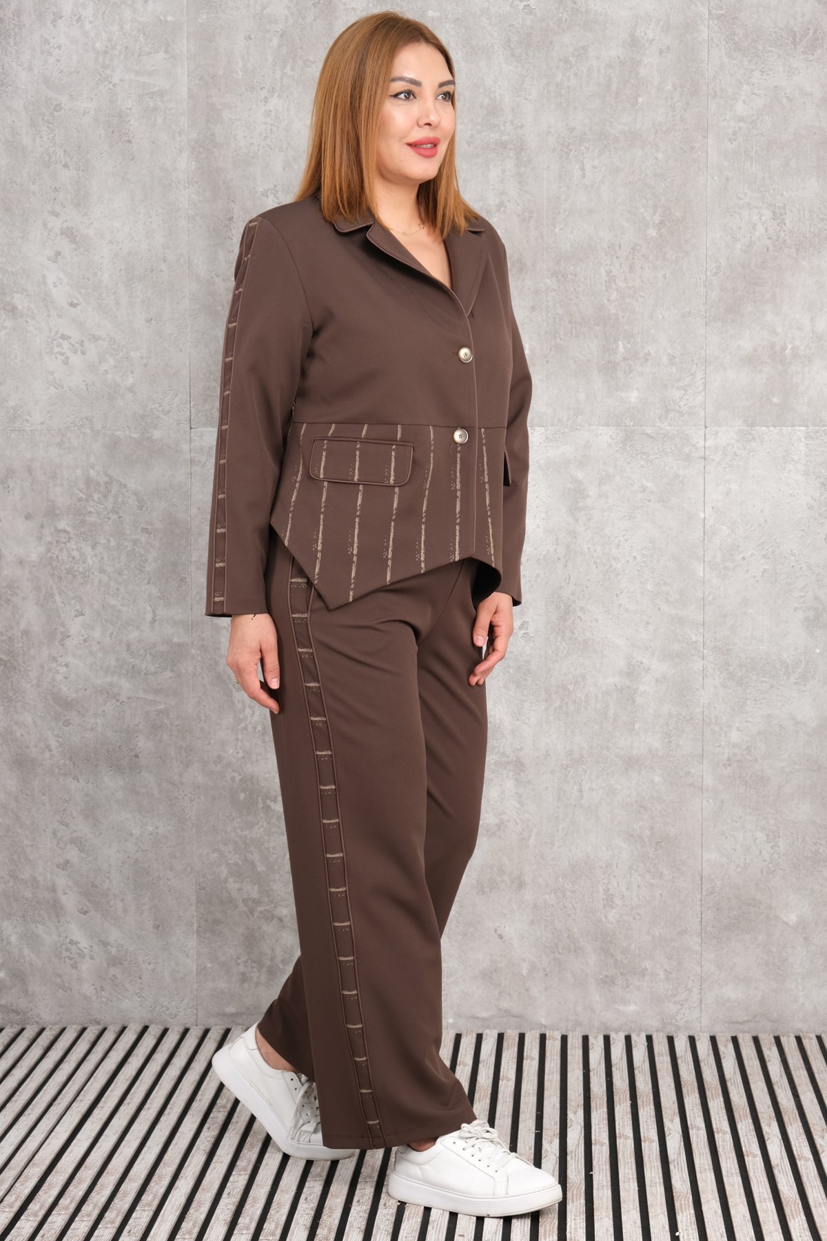 Plus Size Two-Piece Set-Brown