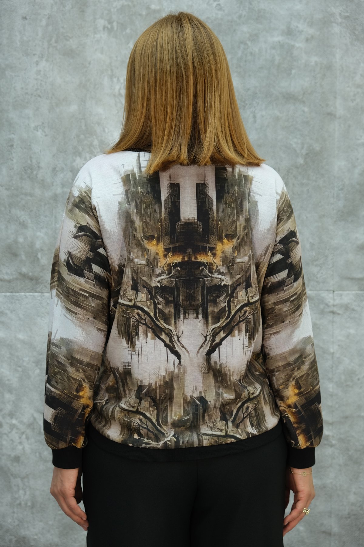 Plus Size Printed Blouse-Black