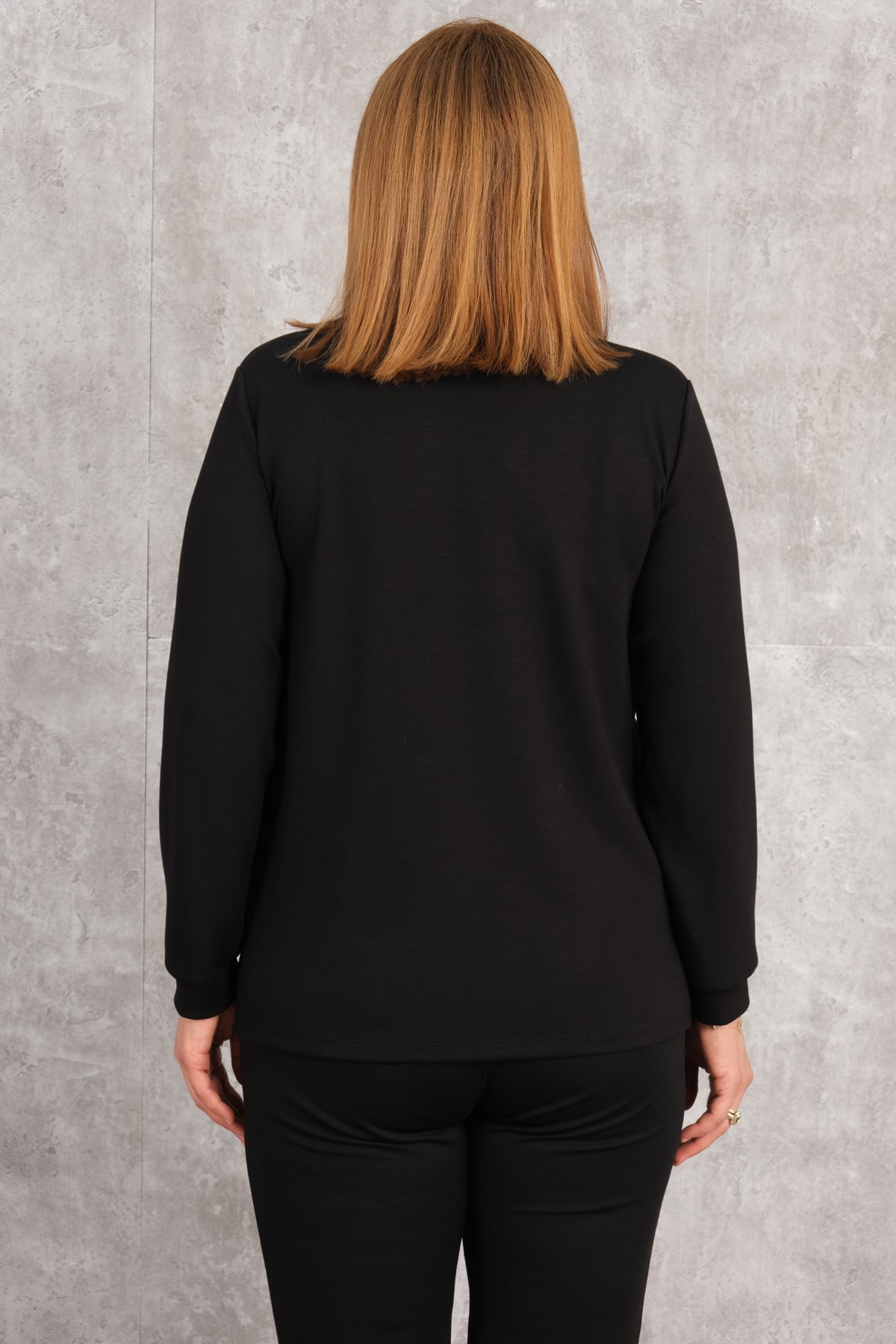 Plus Size Printed Blouse-Black