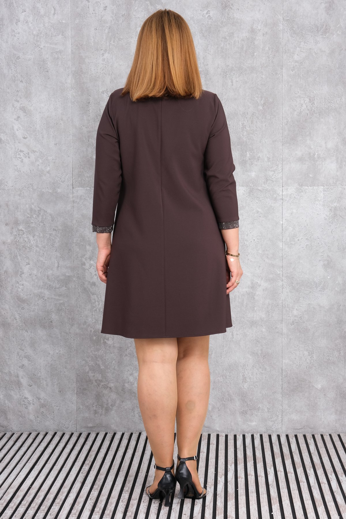 Plus Size Dress-Brown