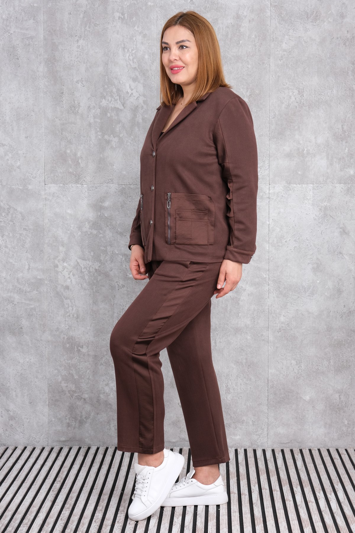 Plus Size Dress-Brown