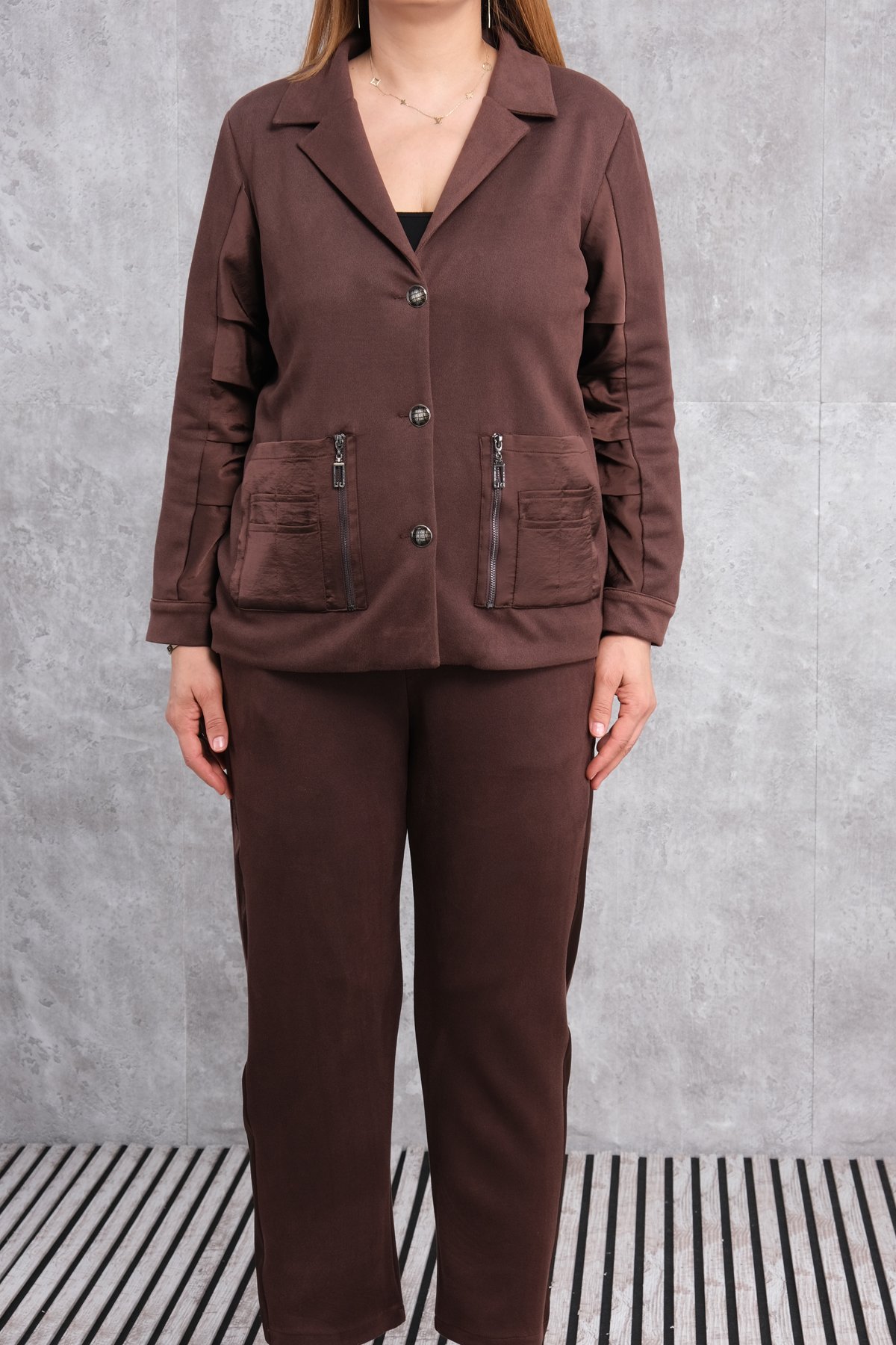 Plus Size Dress-Brown
