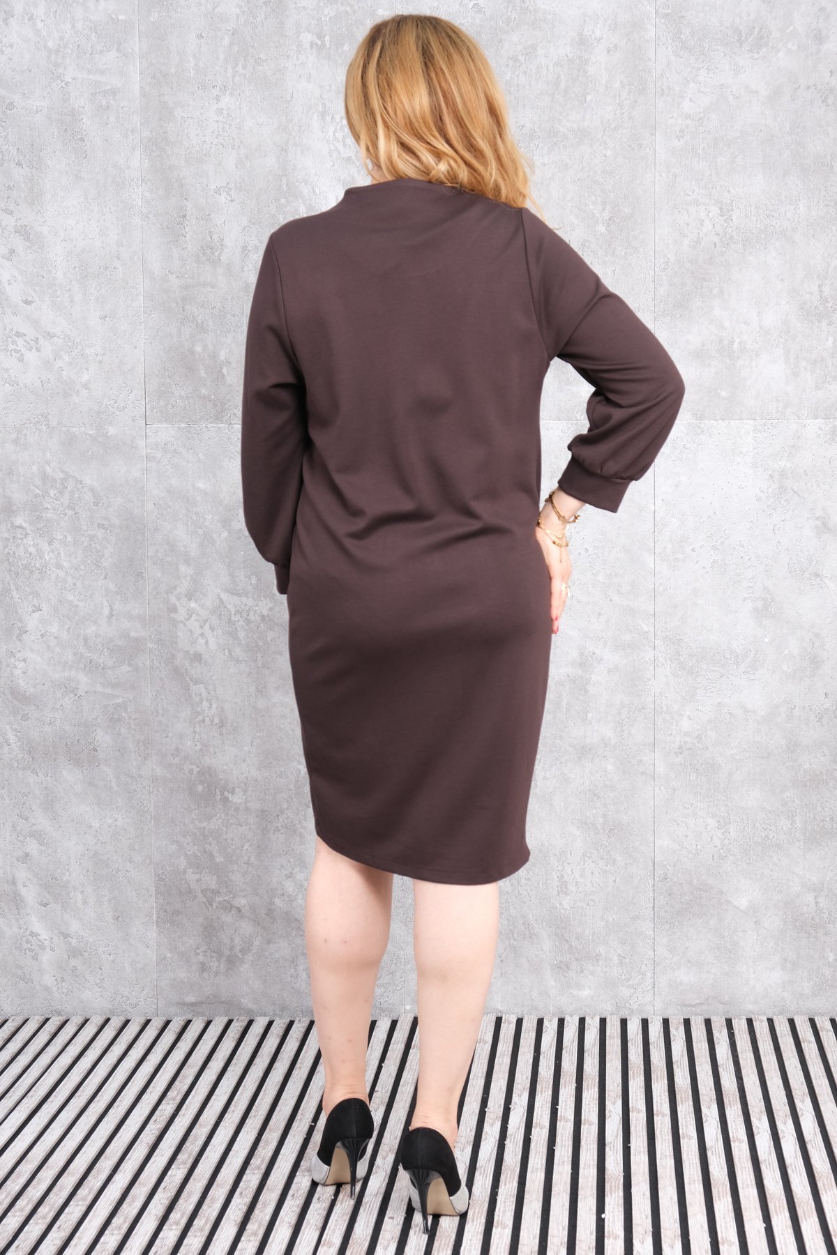 Plus Size Dress-Brown