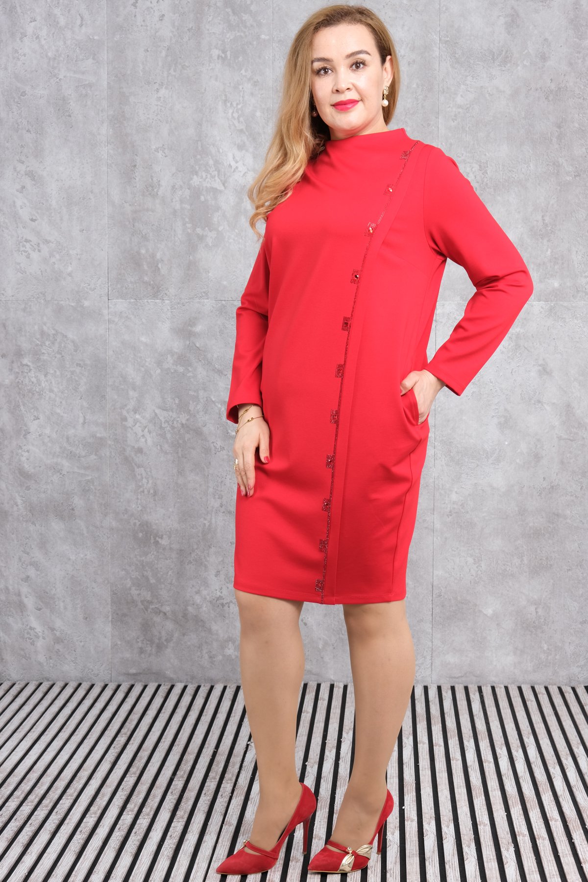 Plus Size Dress-Red