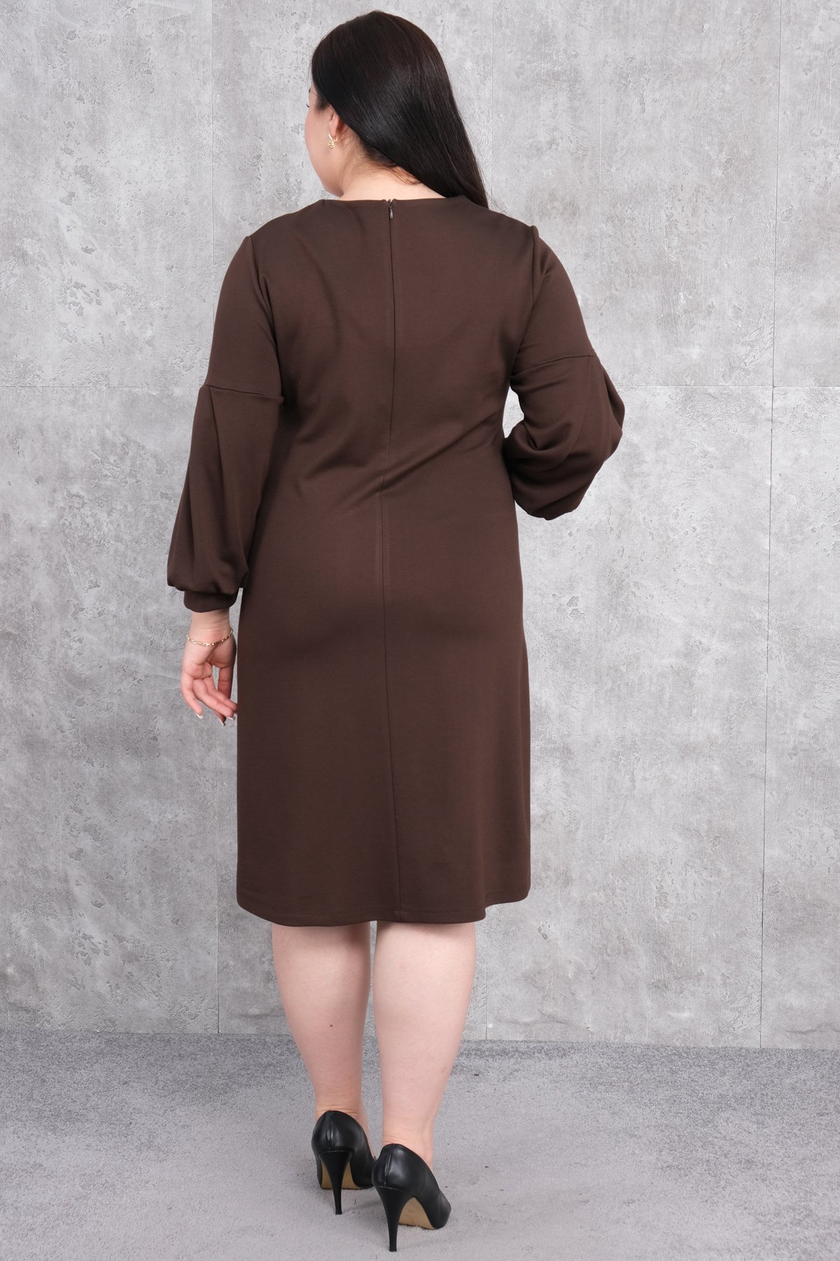 Plus Size Dress-Brown