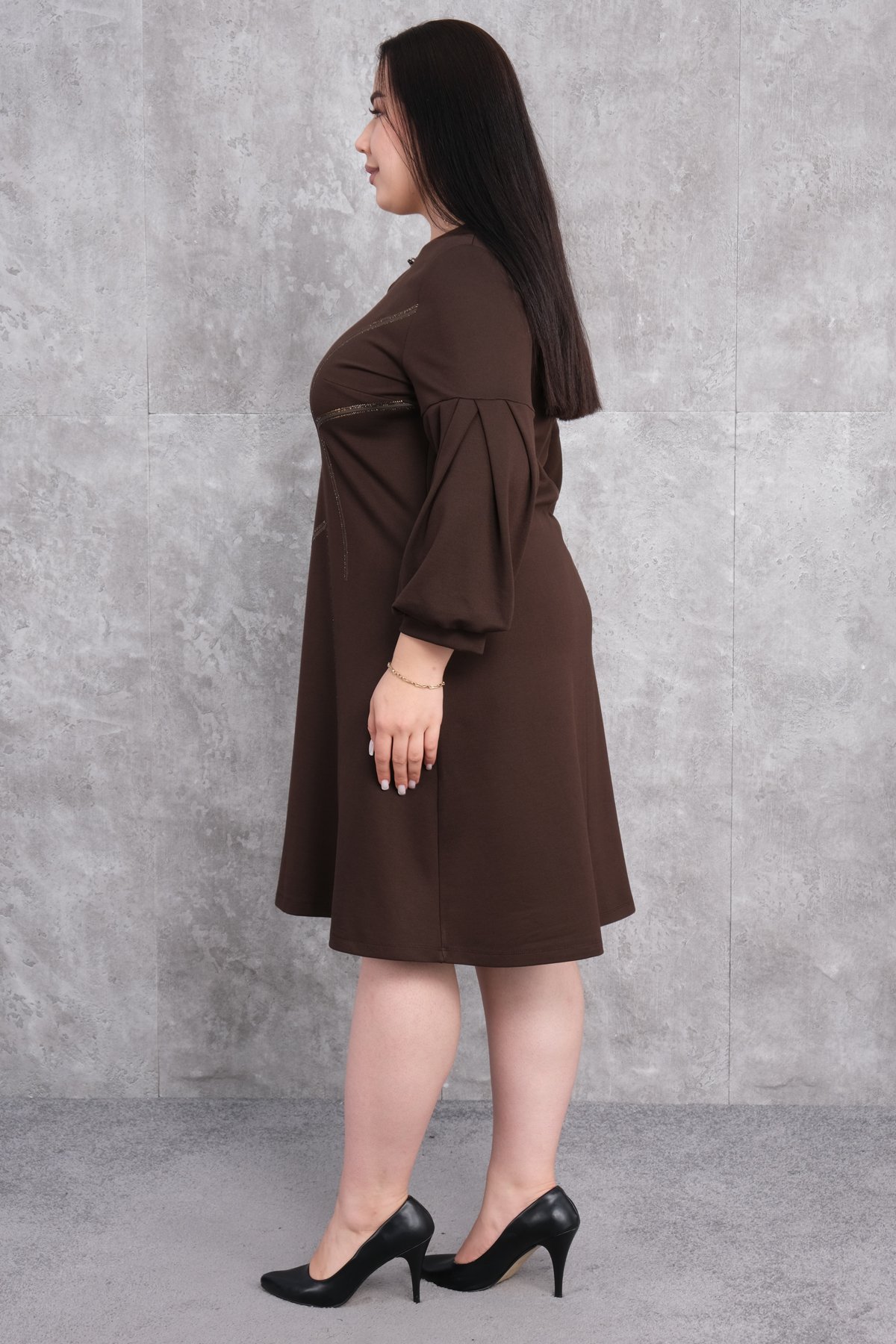 Plus Size Dress-Brown