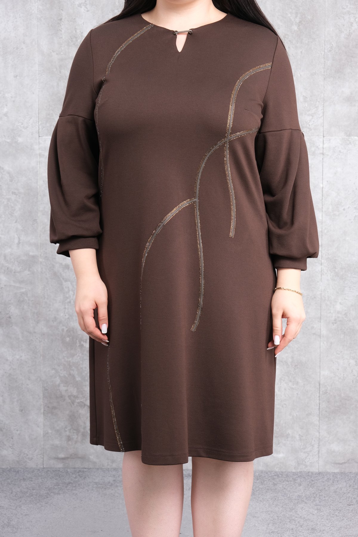 Plus Size Dress-Brown