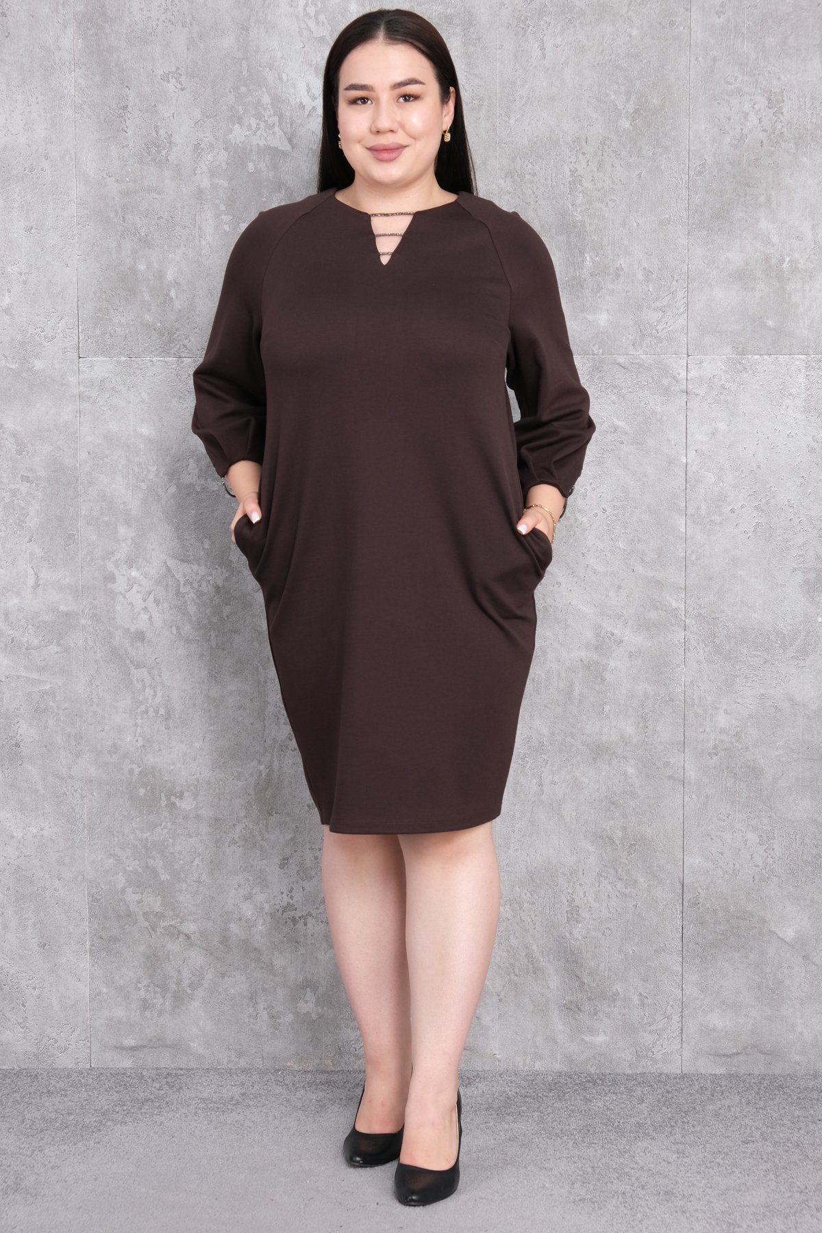 Super Plus Size Dress-Brown