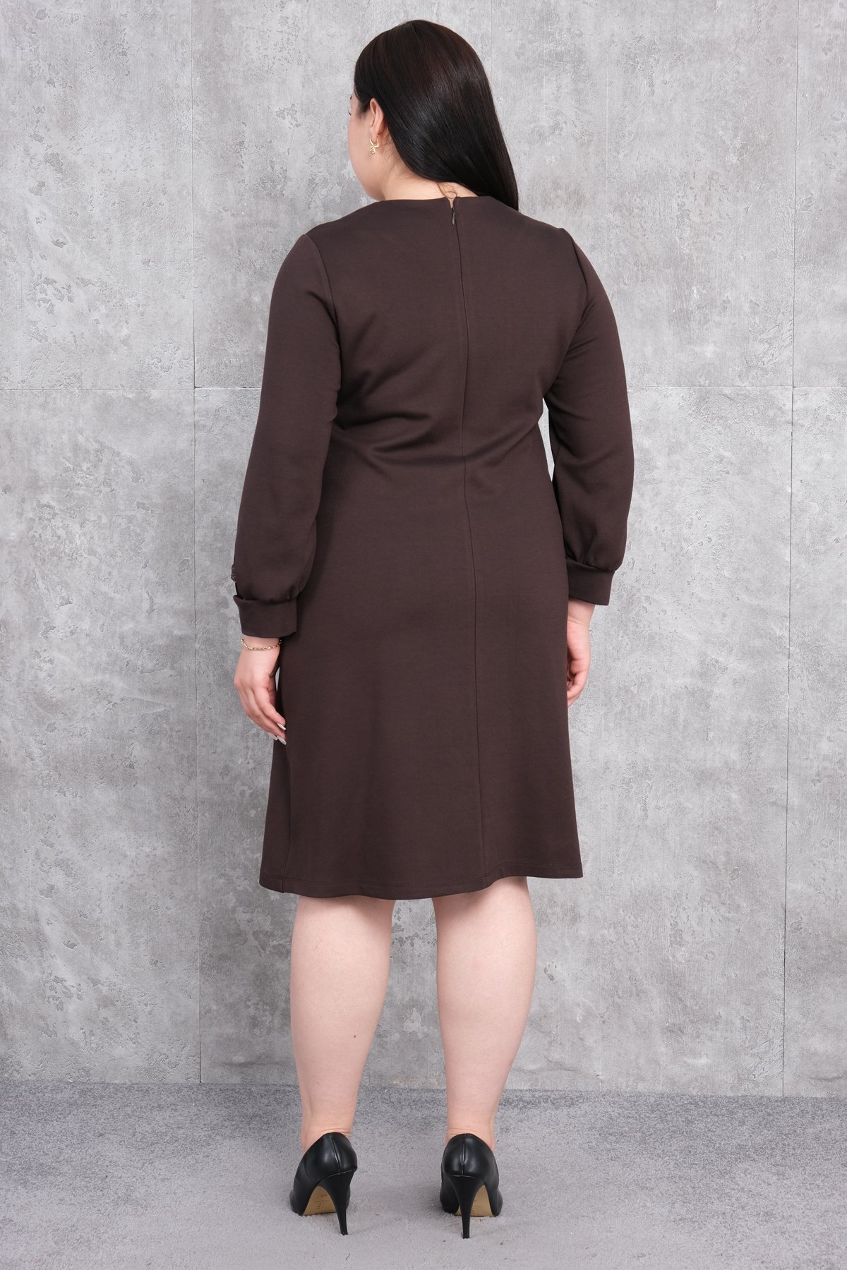 Plus Size Dress-Brown