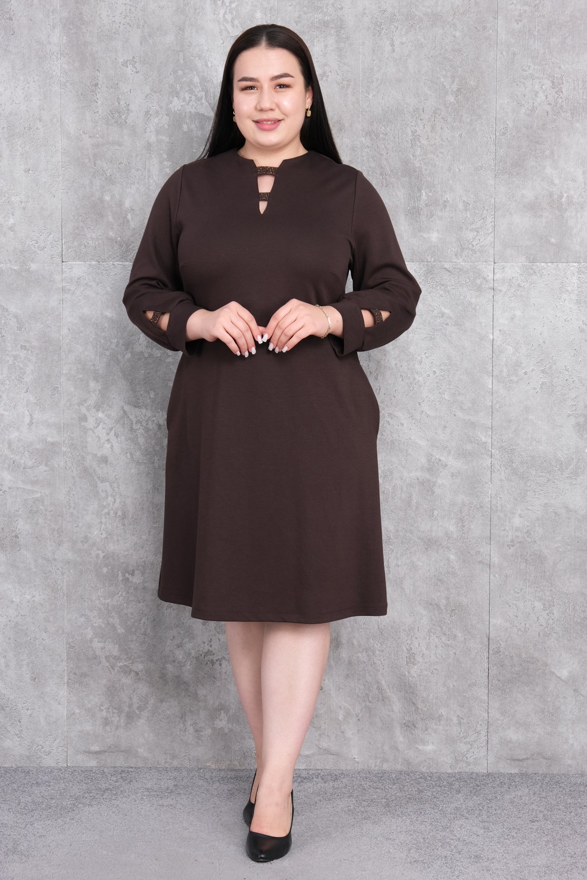 Super Plus Size Dress-Brown