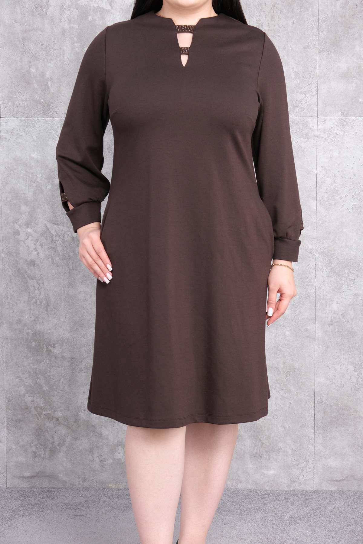 Super Plus Size Dress-Brown