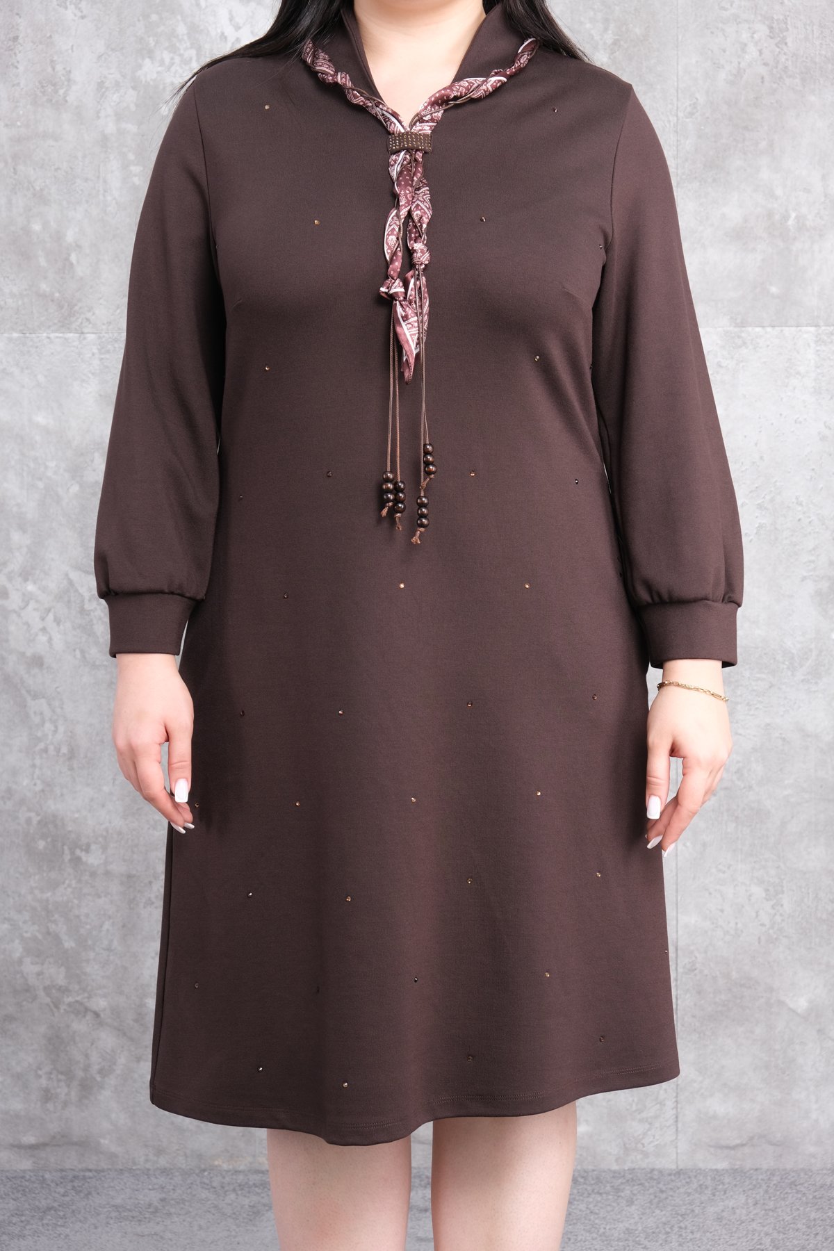 Plus Size Dress-Brown