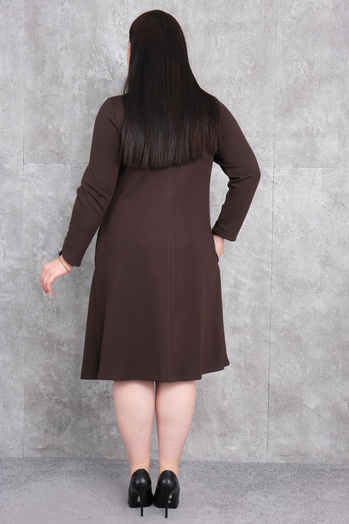 Plus Size Dress-Brown