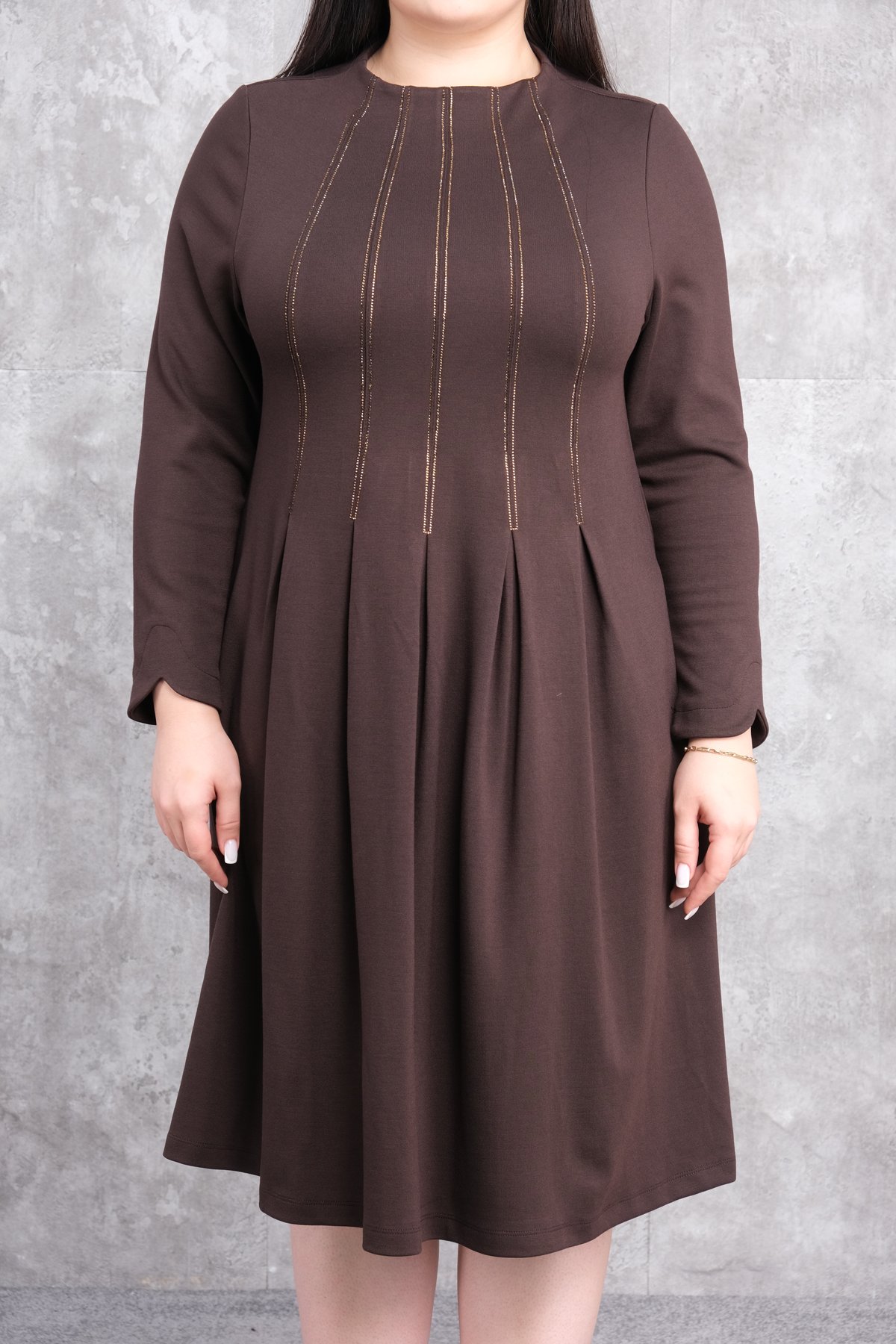Plus Size Dress-Brown