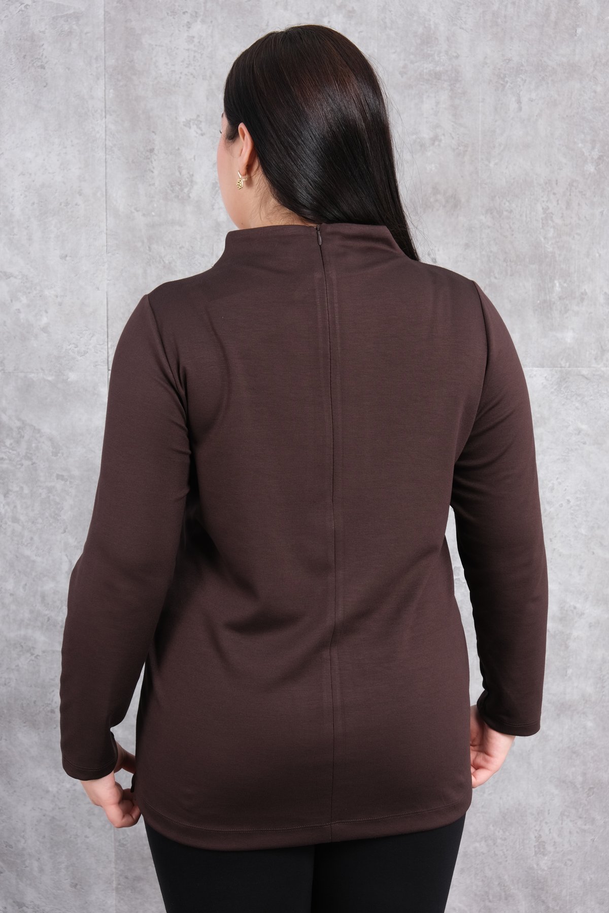 Plus Size Blouse-Brown