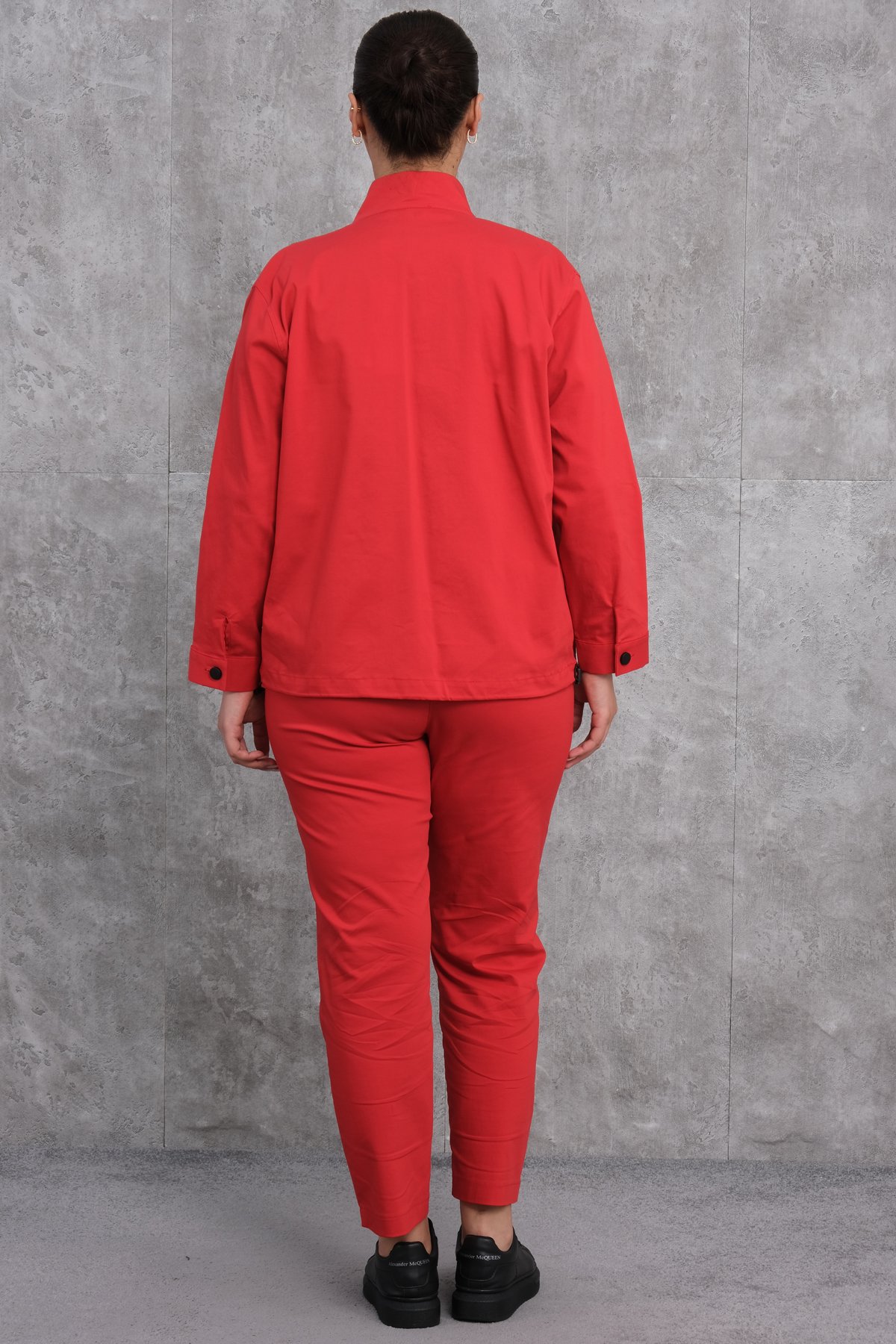 Plus Size Womens Three-Piece Sports Set-Red