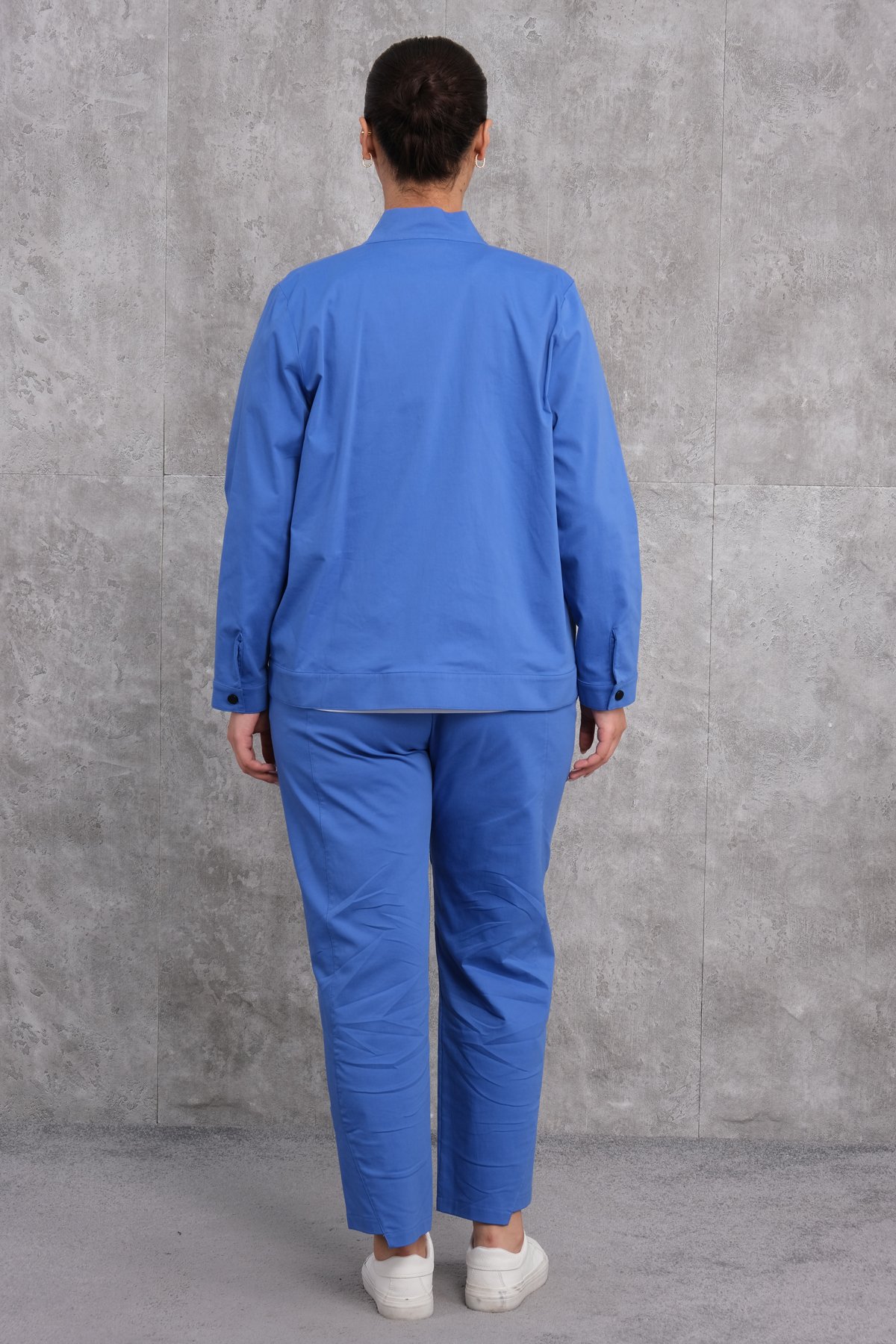 Plus Size Womens Three-Piece Sports Set-Bright Blue