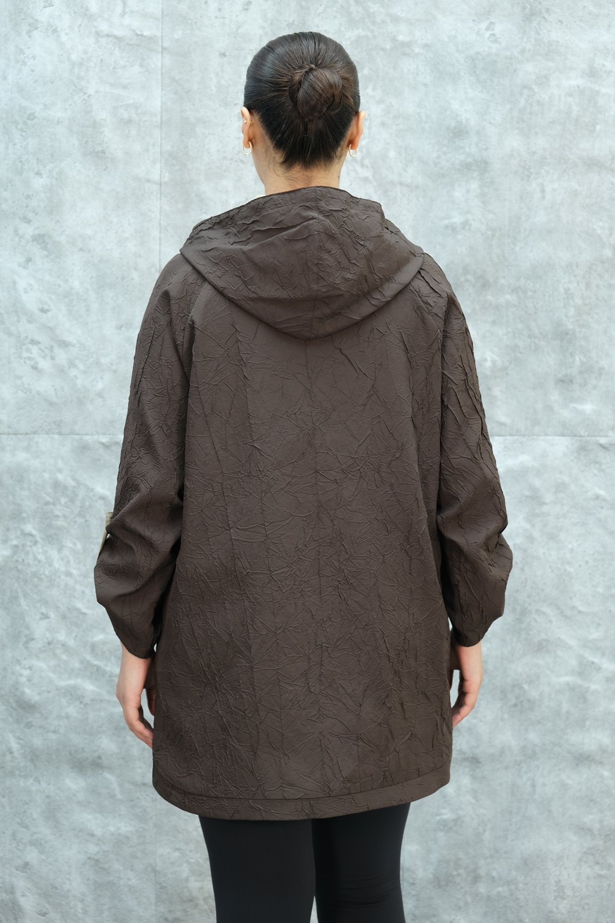 معطف ترنش مقاس كبير-البني