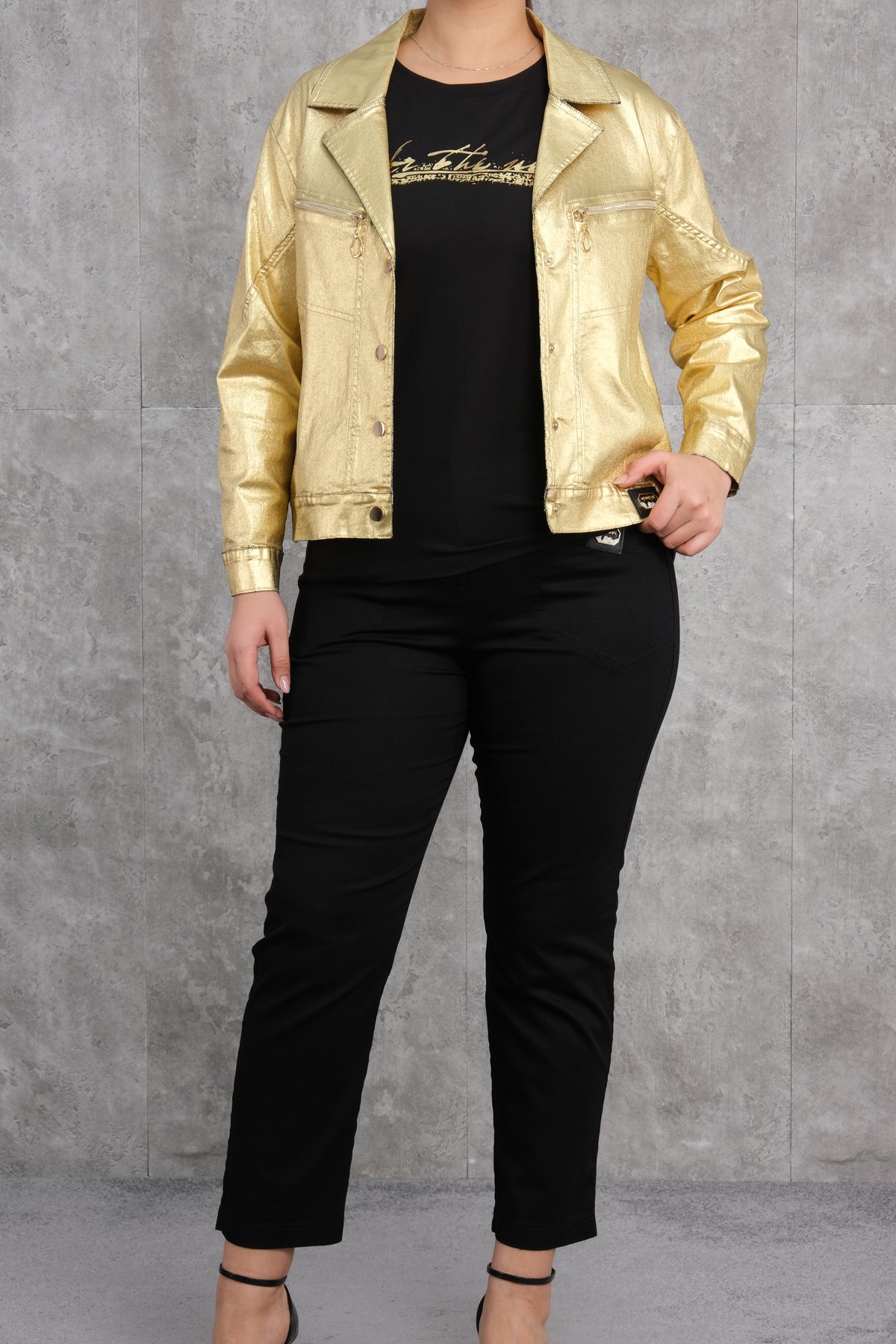 طقم من ثلاث قطع مقاس كبير-الأصفر