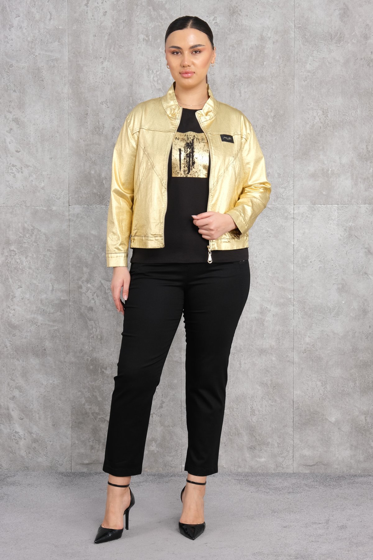 طقم من ثلاث قطع مقاس كبير-الأصفر