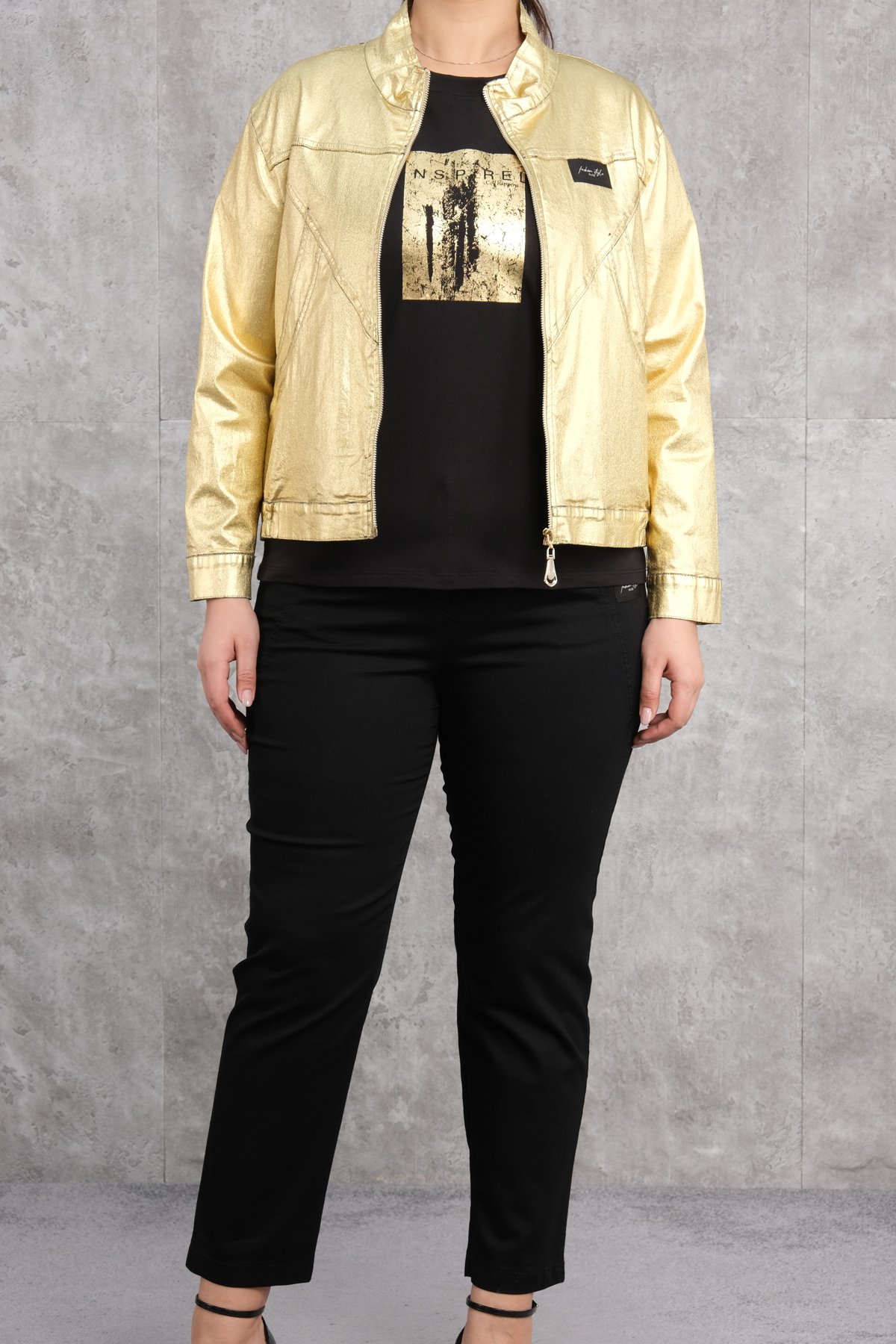 طقم من ثلاث قطع مقاس كبير-الأصفر