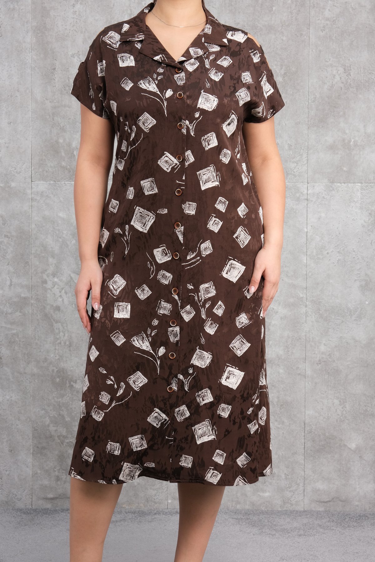 Plus Size Dress-Brown