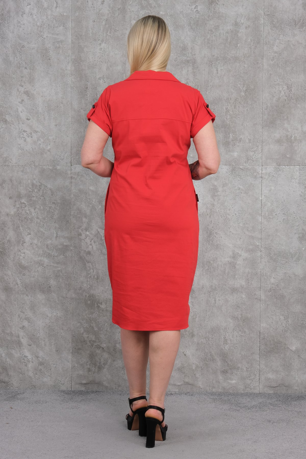 Casual Plus Size Dress-Red