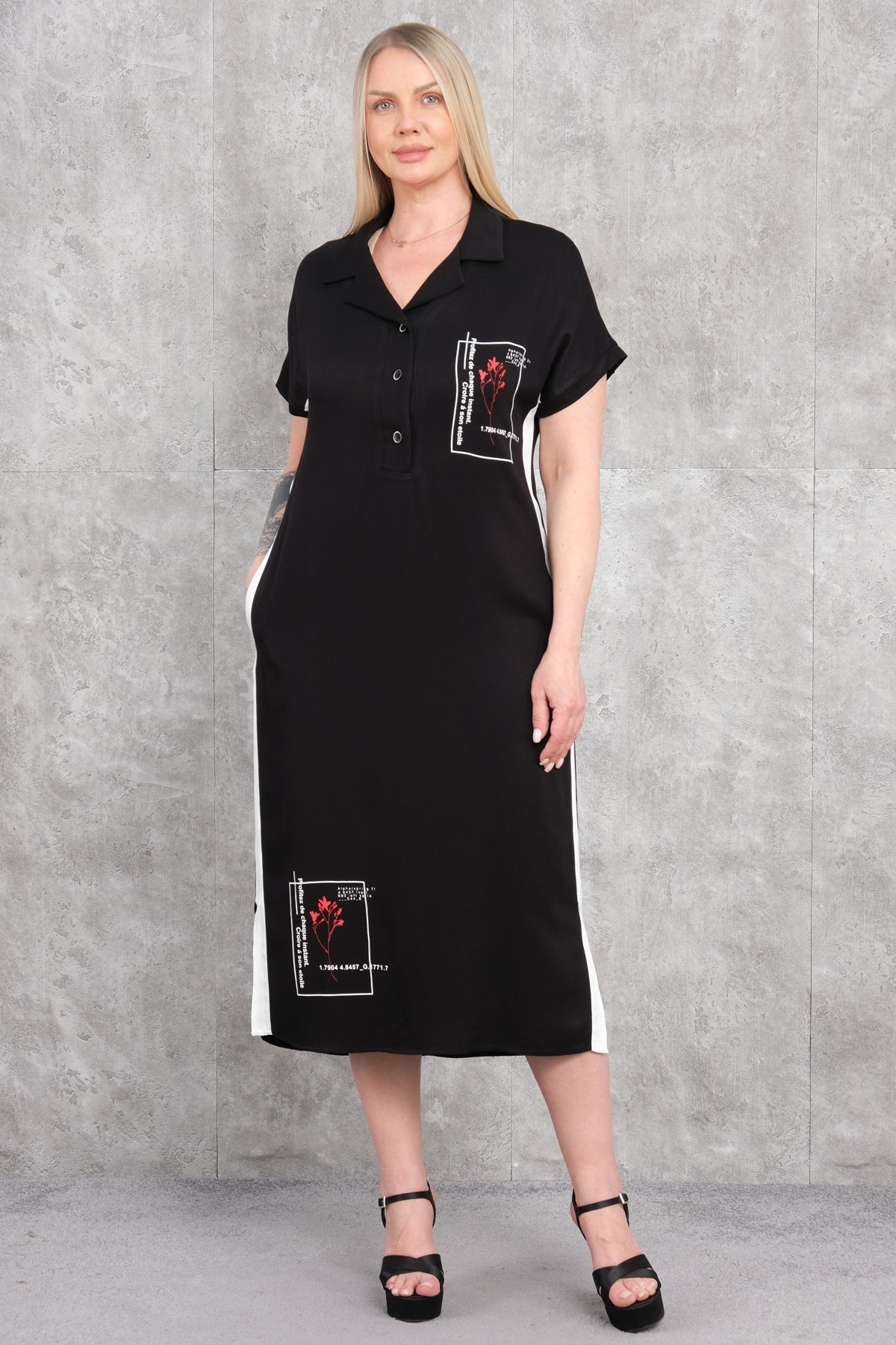 Casual Plus Size Dress-Black