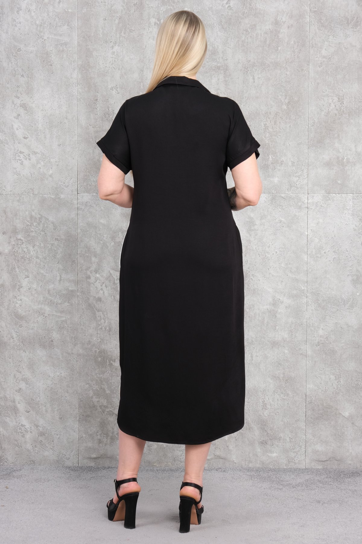 Casual Plus Size Dress-Black