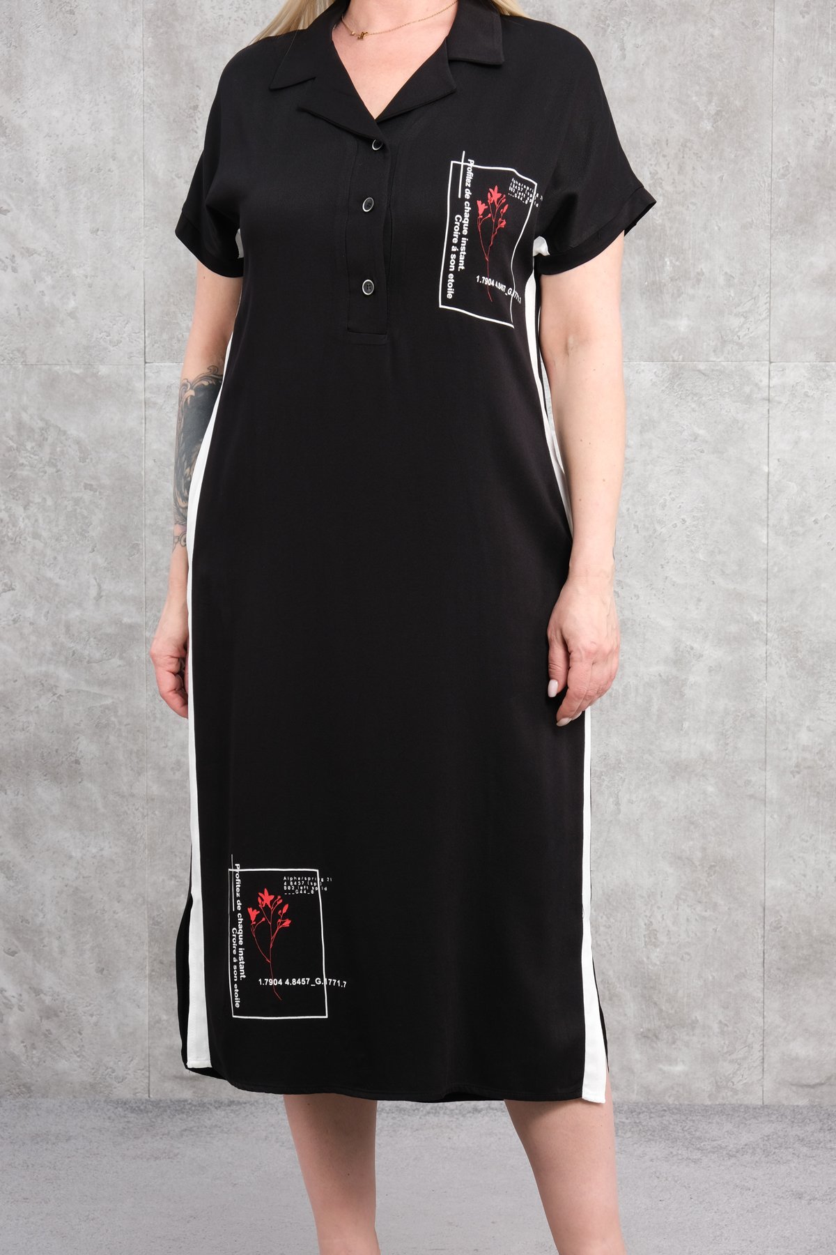 Casual Plus Size Dress-Black