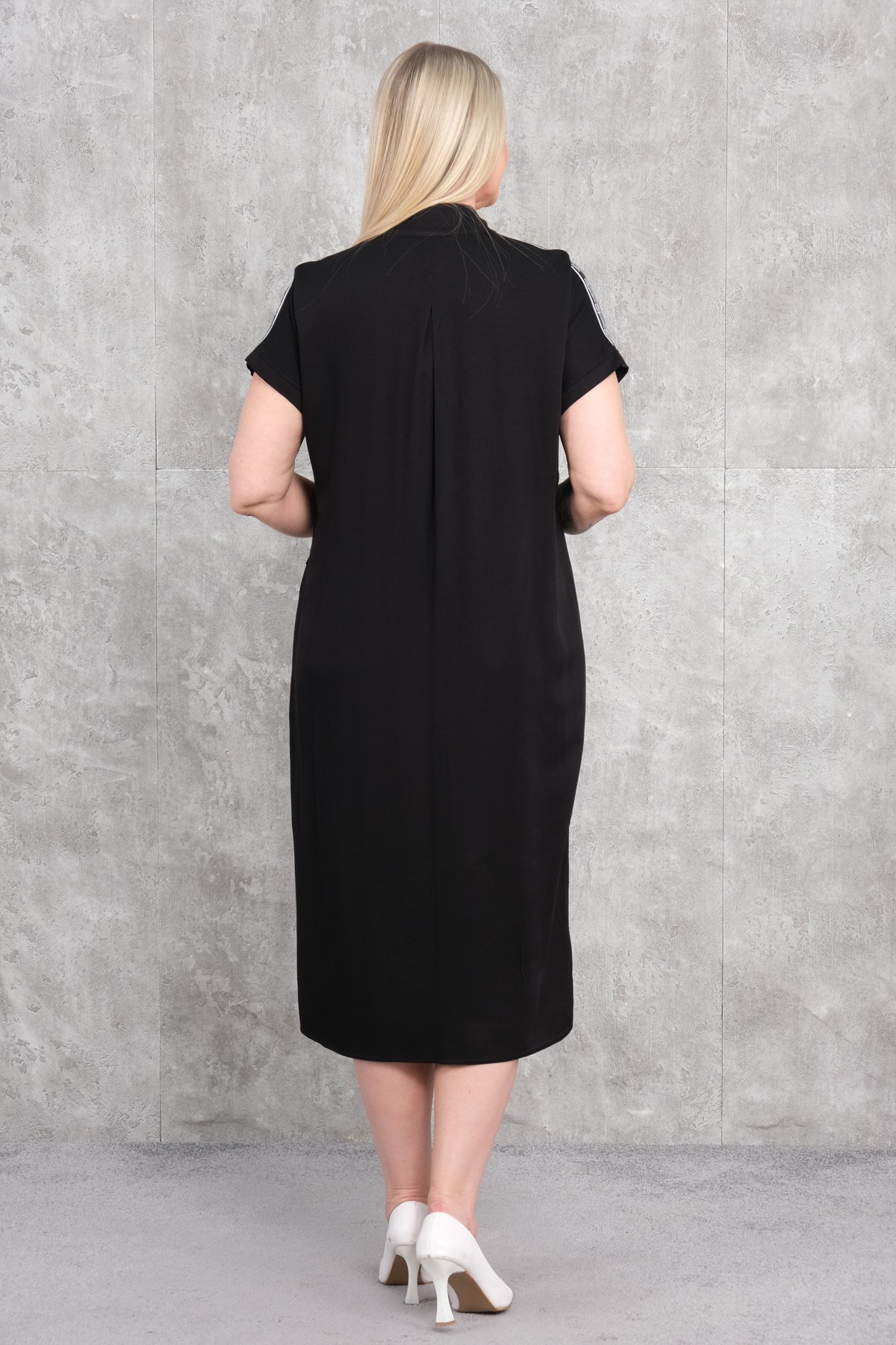 Casual Plus Size Dress-Black