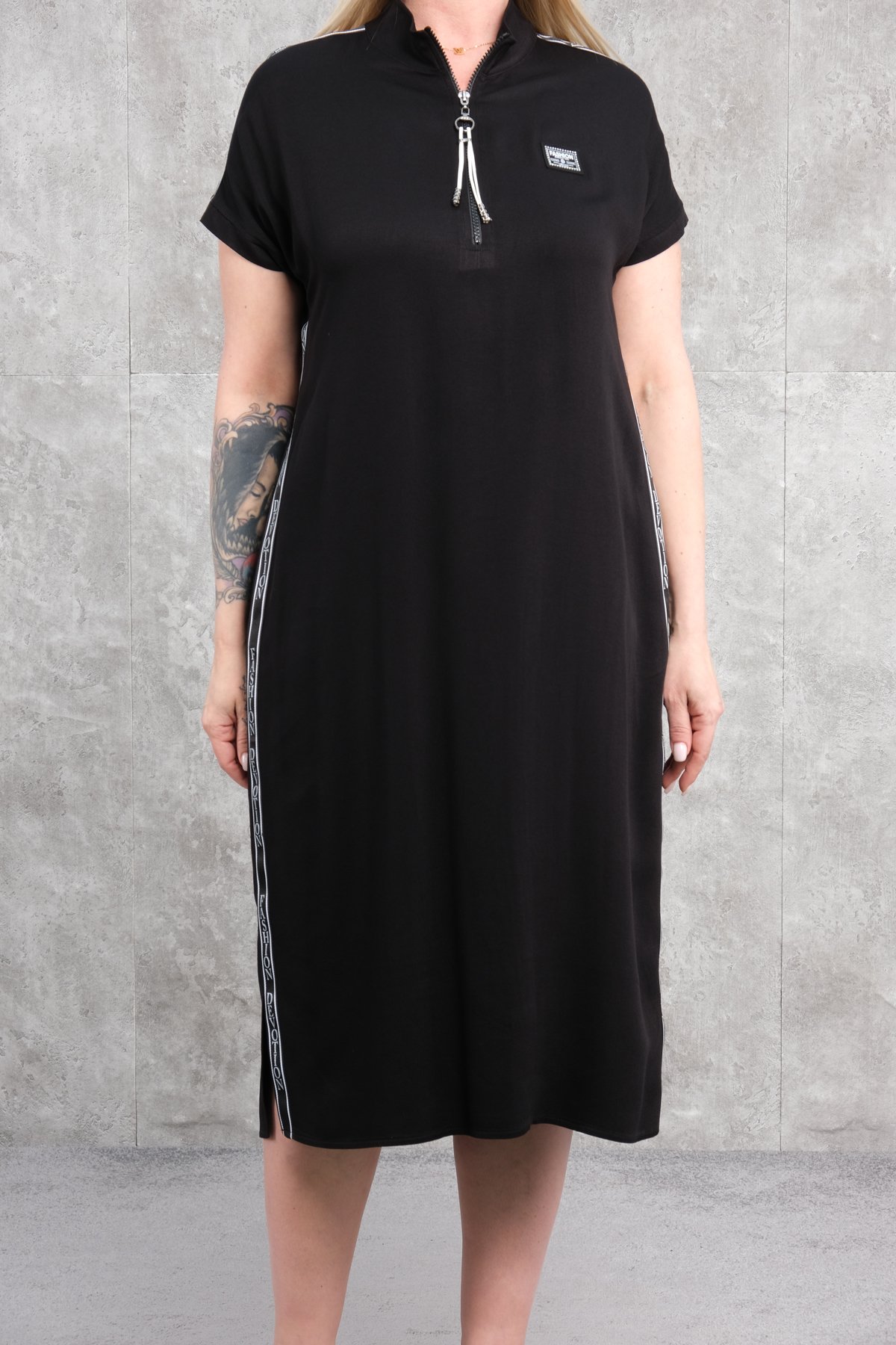 Casual Plus Size Dress-Black