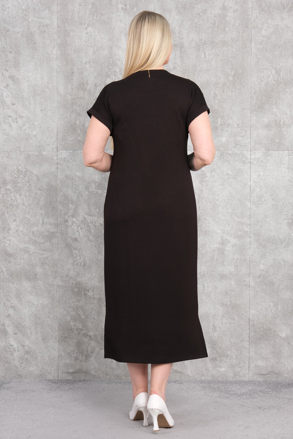 فستان يومي مقاس كبير-الأسود