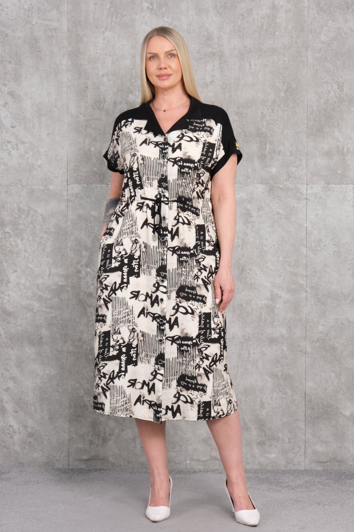 Casual Plus Size Dress-Black