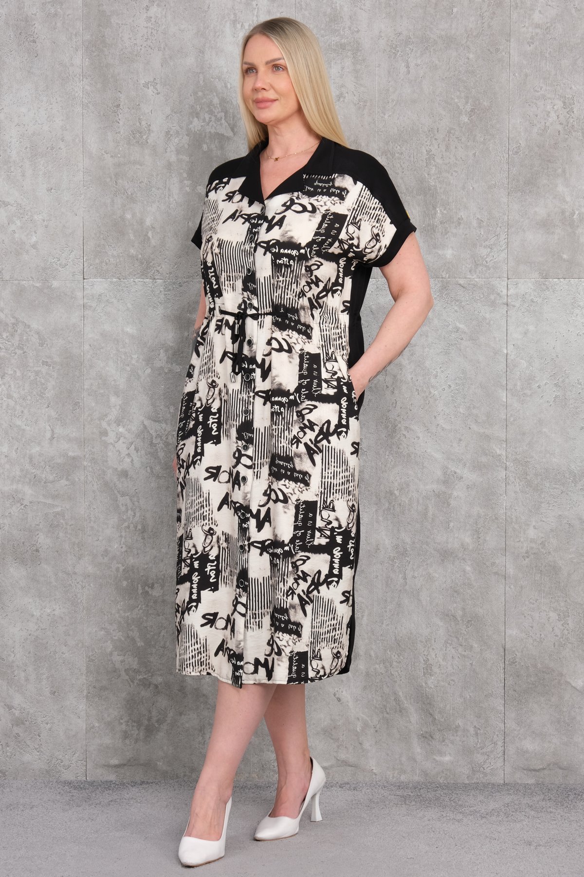 Casual Plus Size Dress-Black