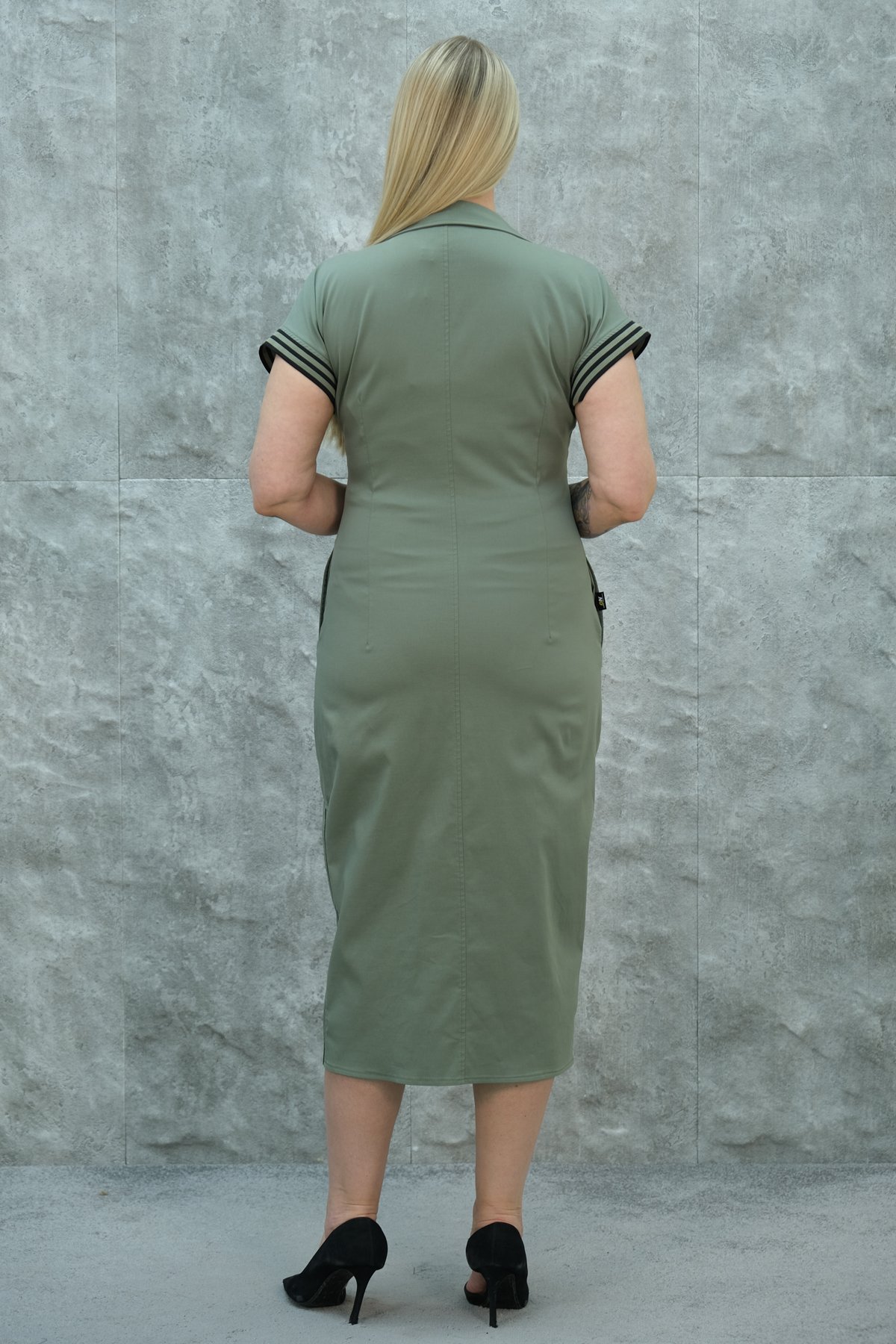 Casual Plus Size Dress-Khaki