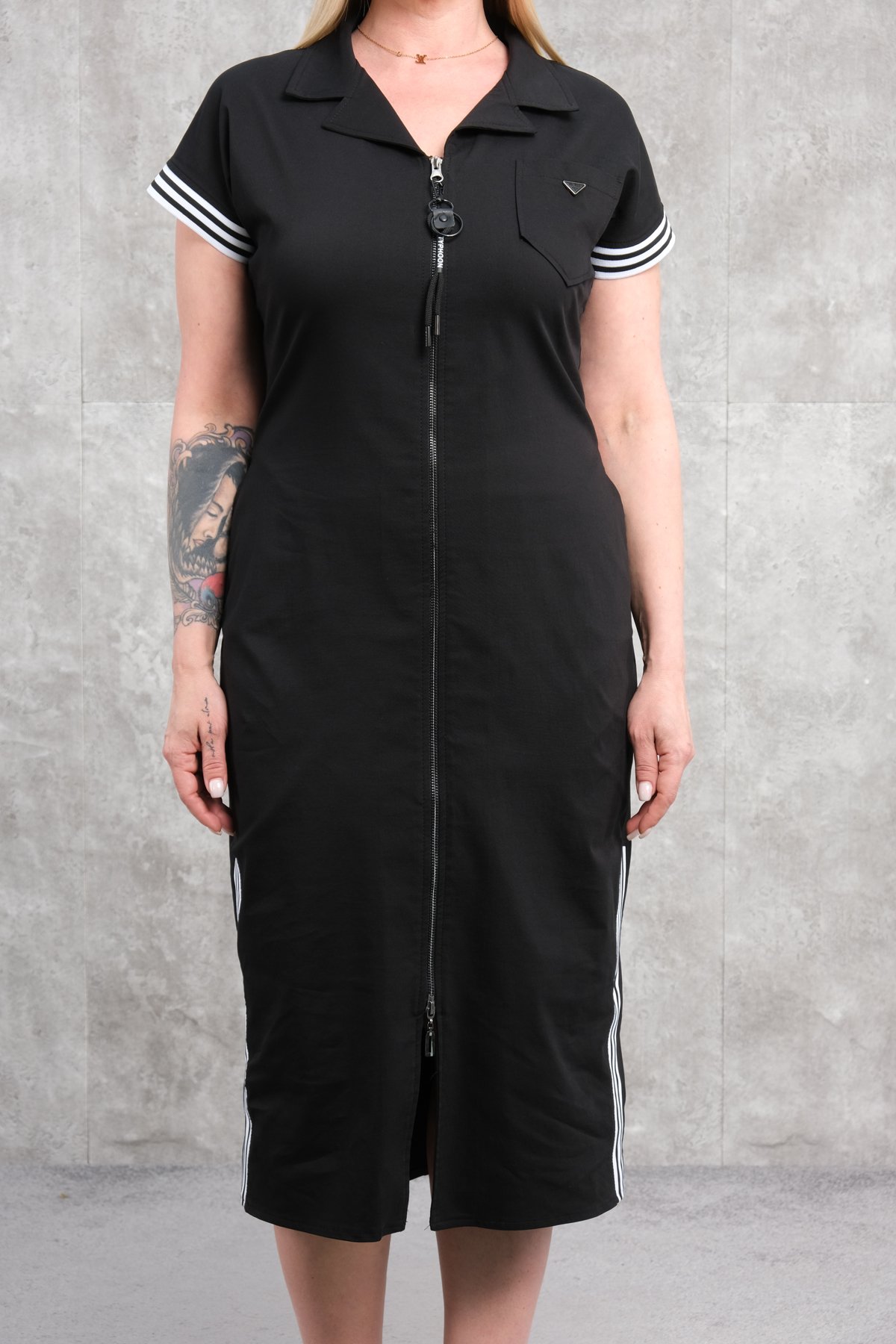Casual Plus Size Dress-Black