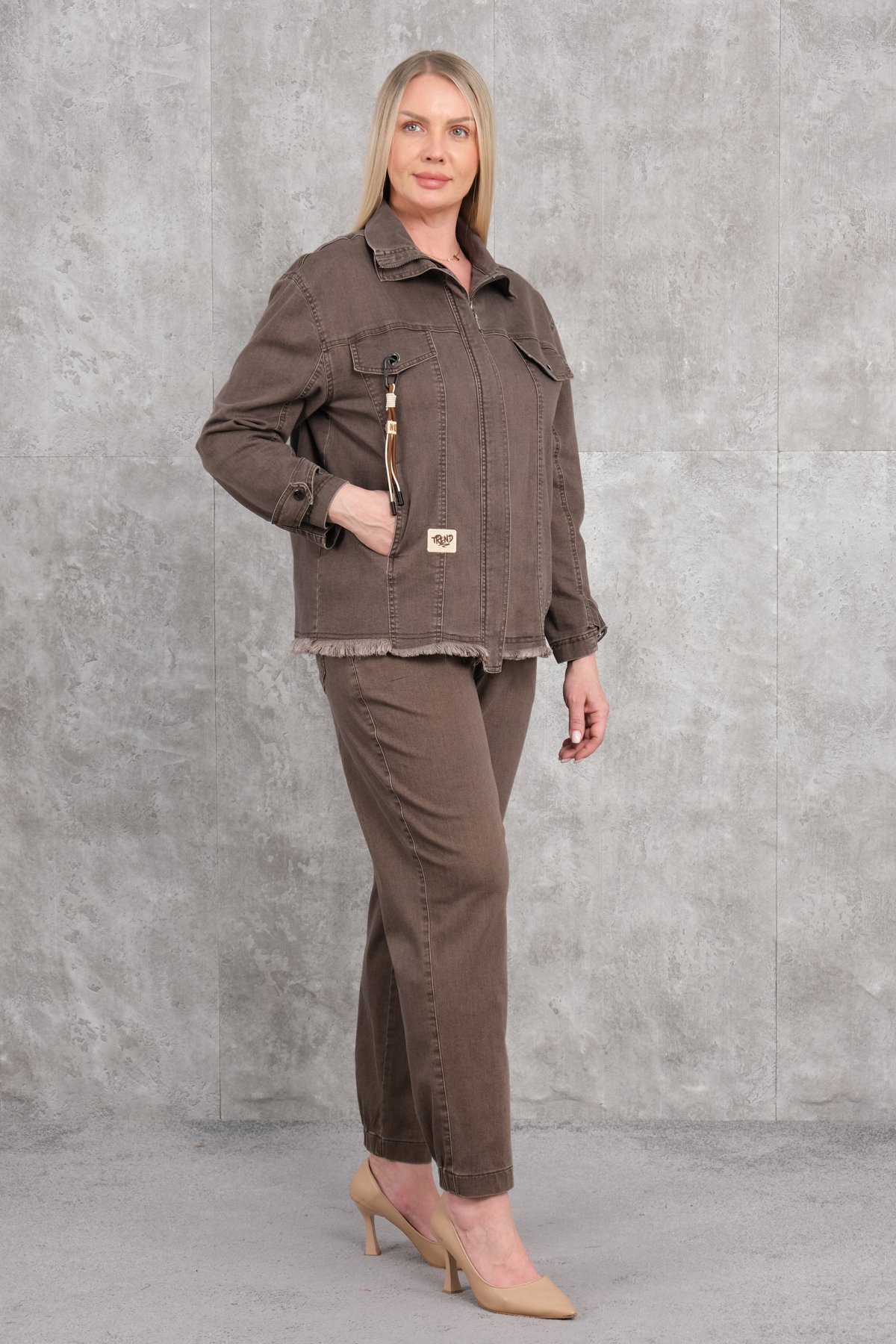 Plus Size Two-Piece Set-Brown