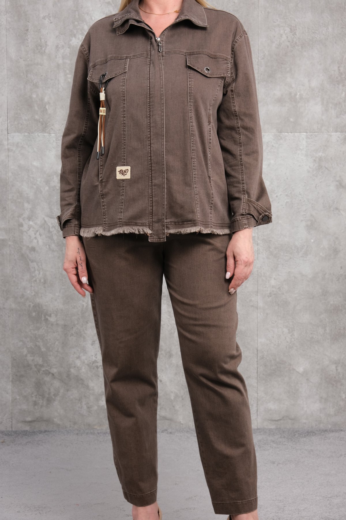 Plus Size Two-Piece Set-Brown