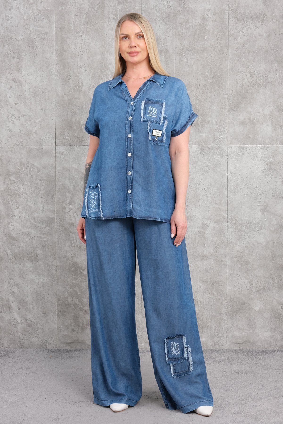 Plus Size Two-Piece Set-Dark Blue