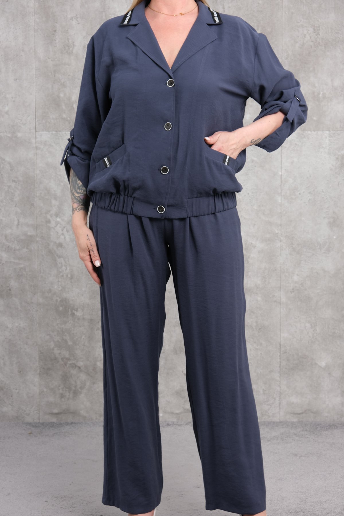 Plus Size Two-Piece Set-Dark Blue