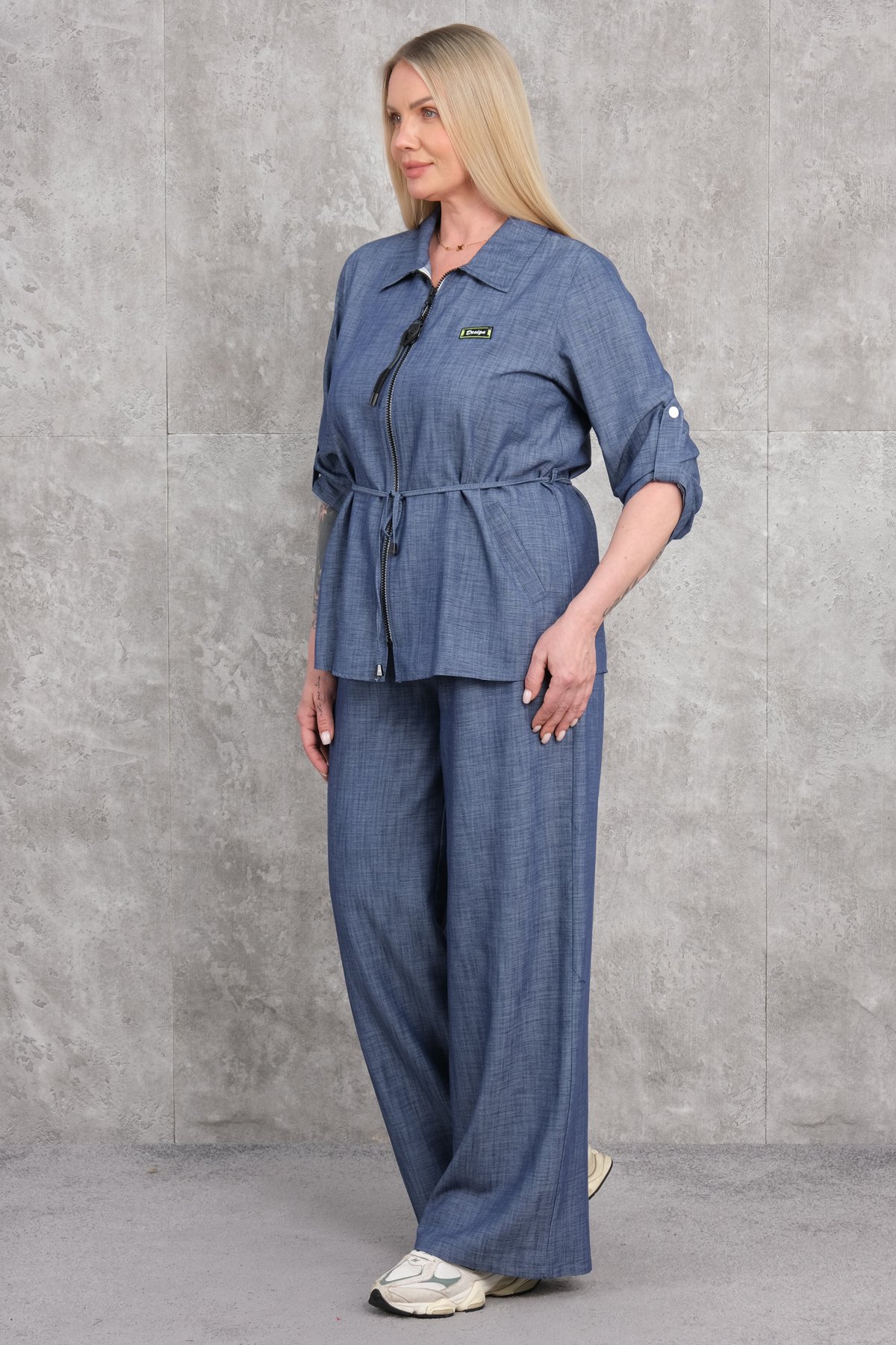 Plus Size Two-Piece Set-Blue