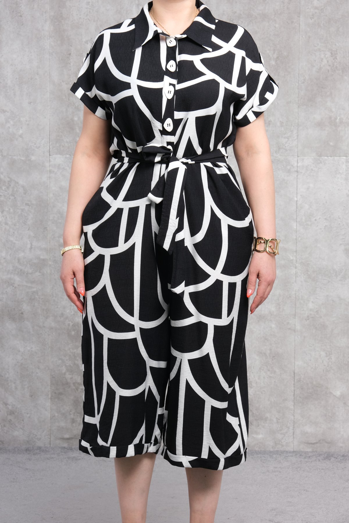 Повседневное платье больших размеров-Черный