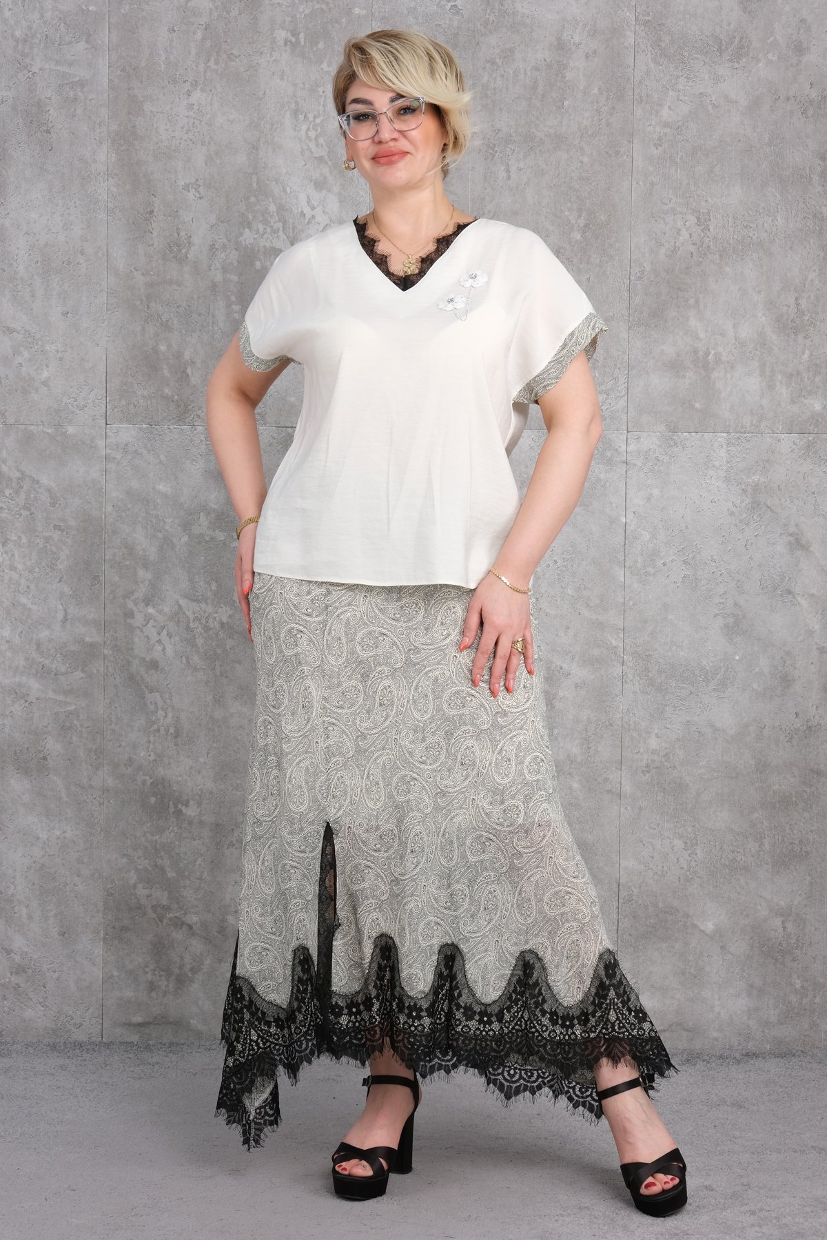 Büyük Beden İkili Takım-Bej