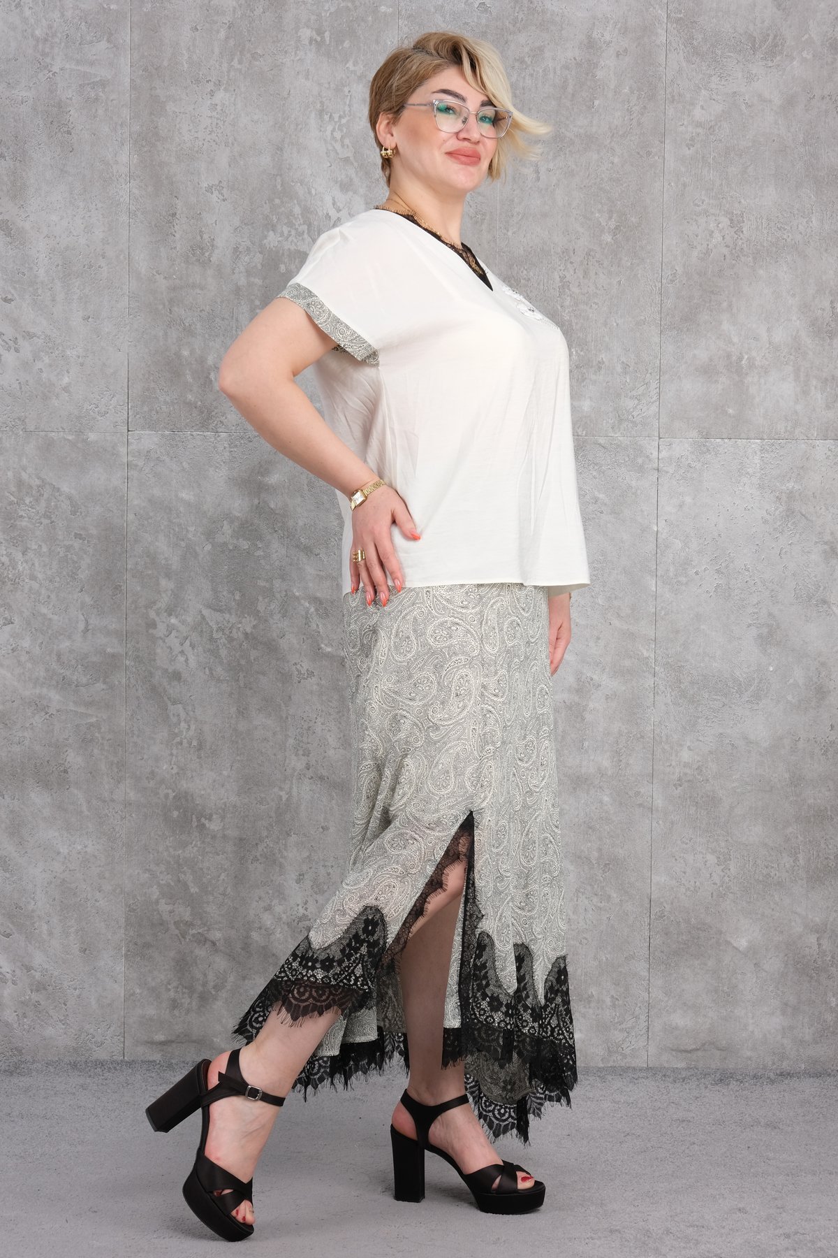 Büyük Beden İkili Takım-Bej