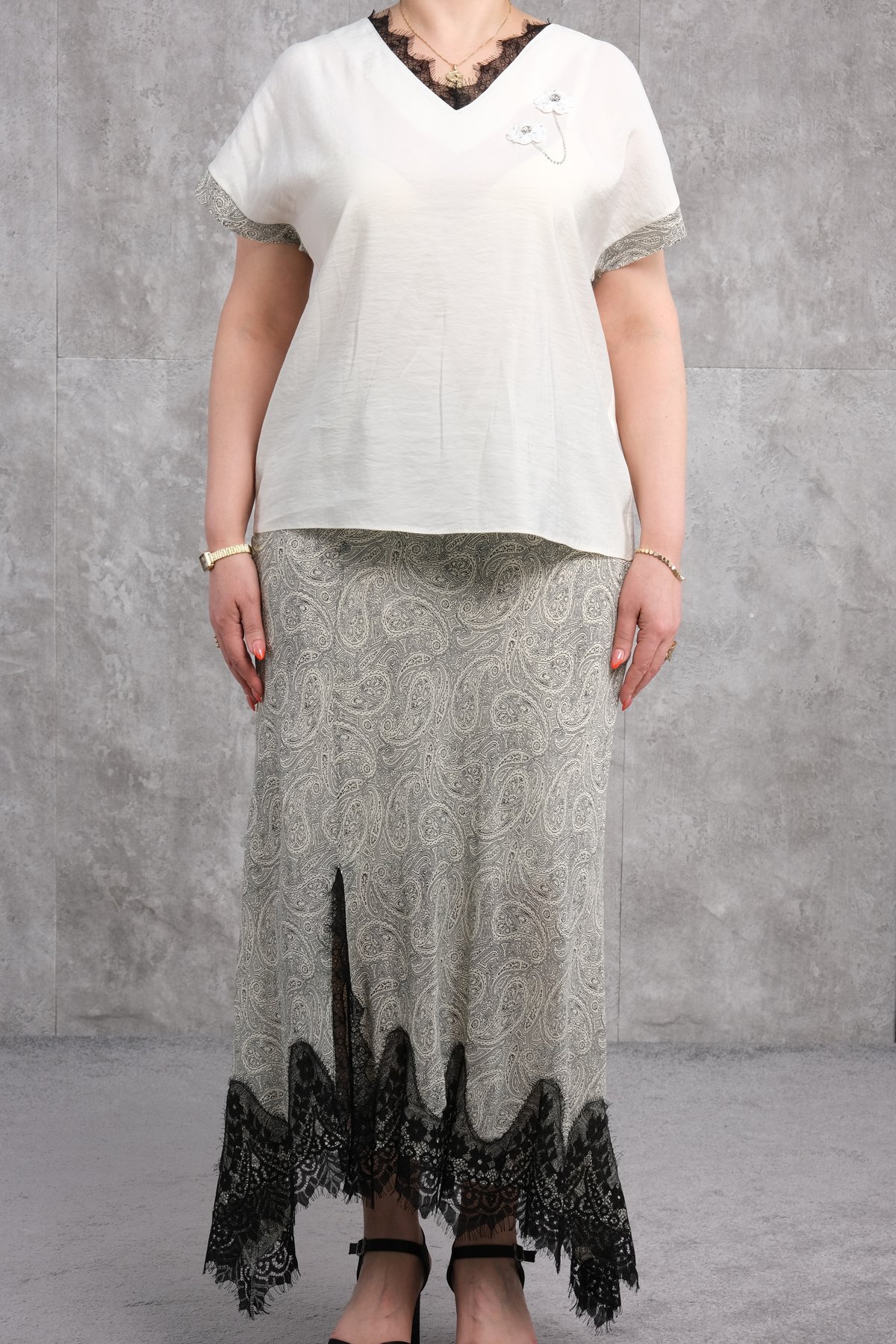 Büyük Beden İkili Takım-Bej