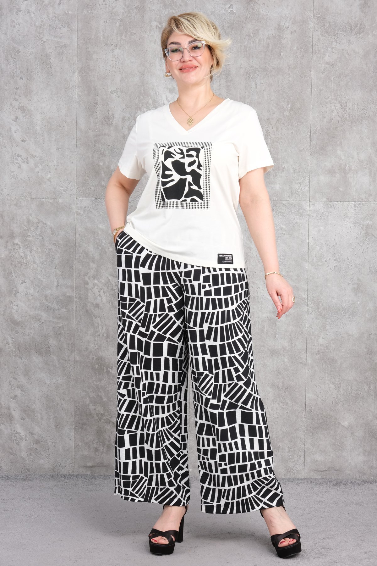 Büyük Beden İkili Takım-Ekru