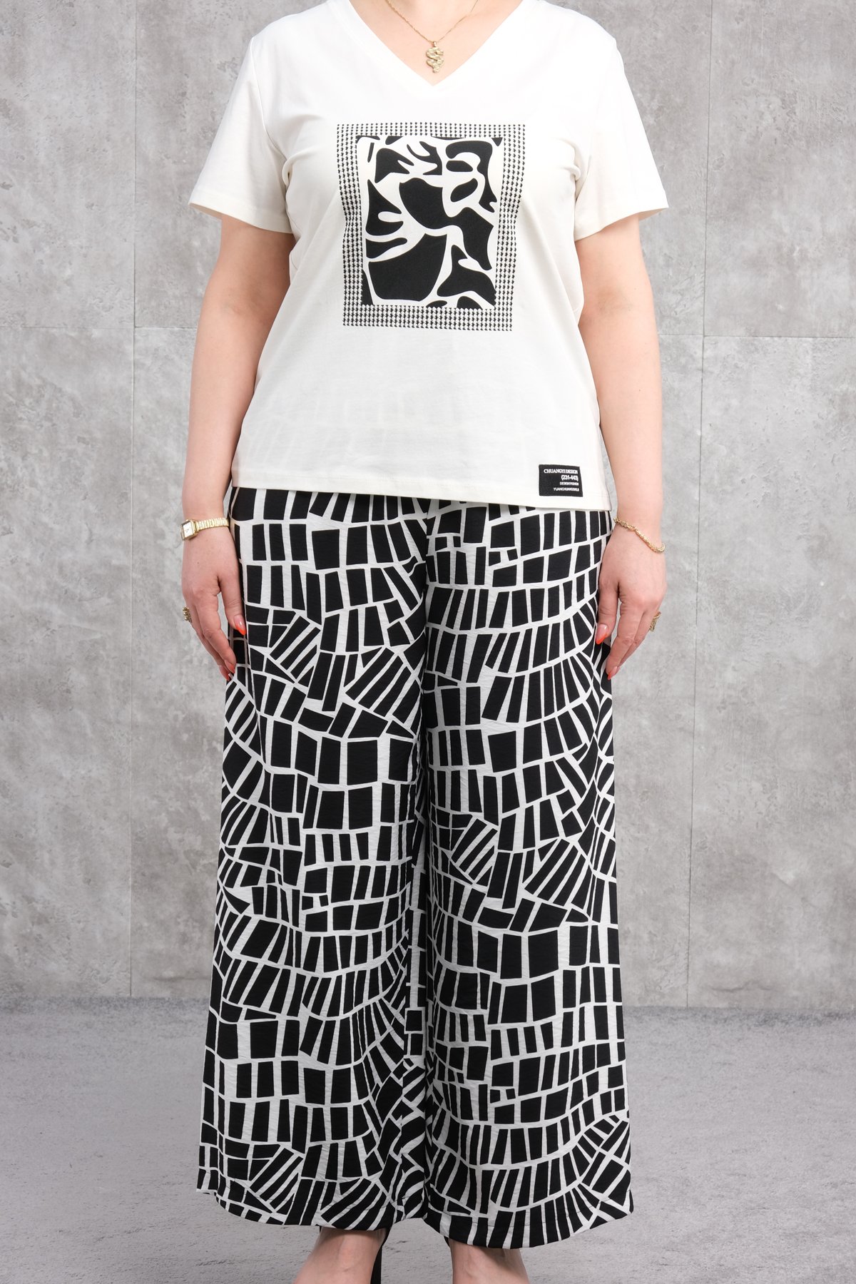 Büyük Beden İkili Takım-Ekru